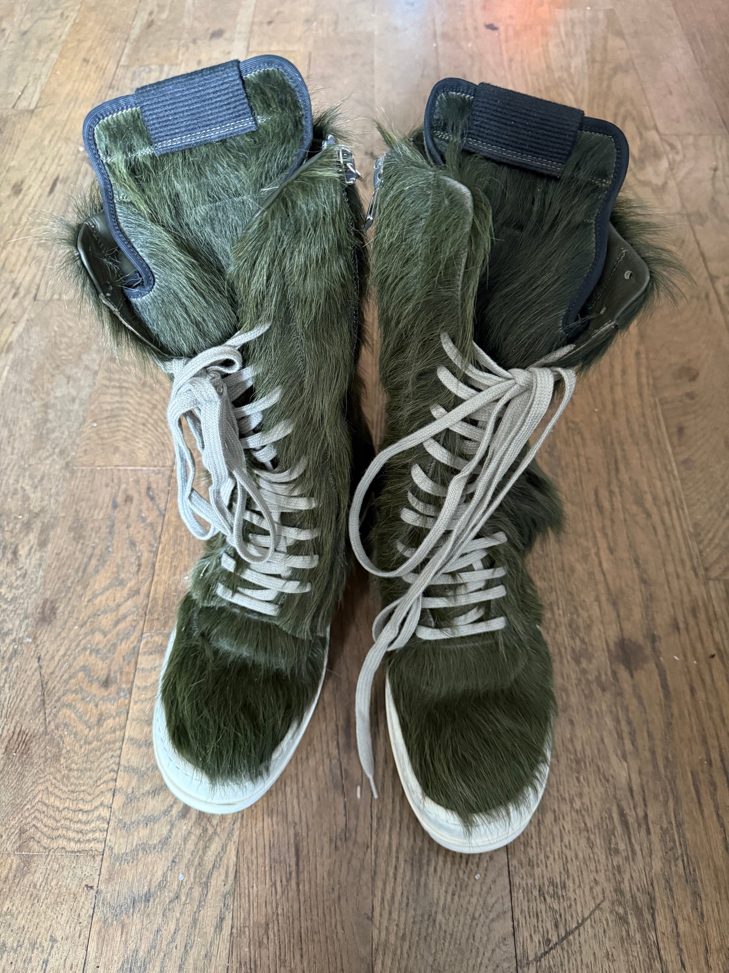 Rick Owens AW21 sample gethsmane pony hair cargobasket boots