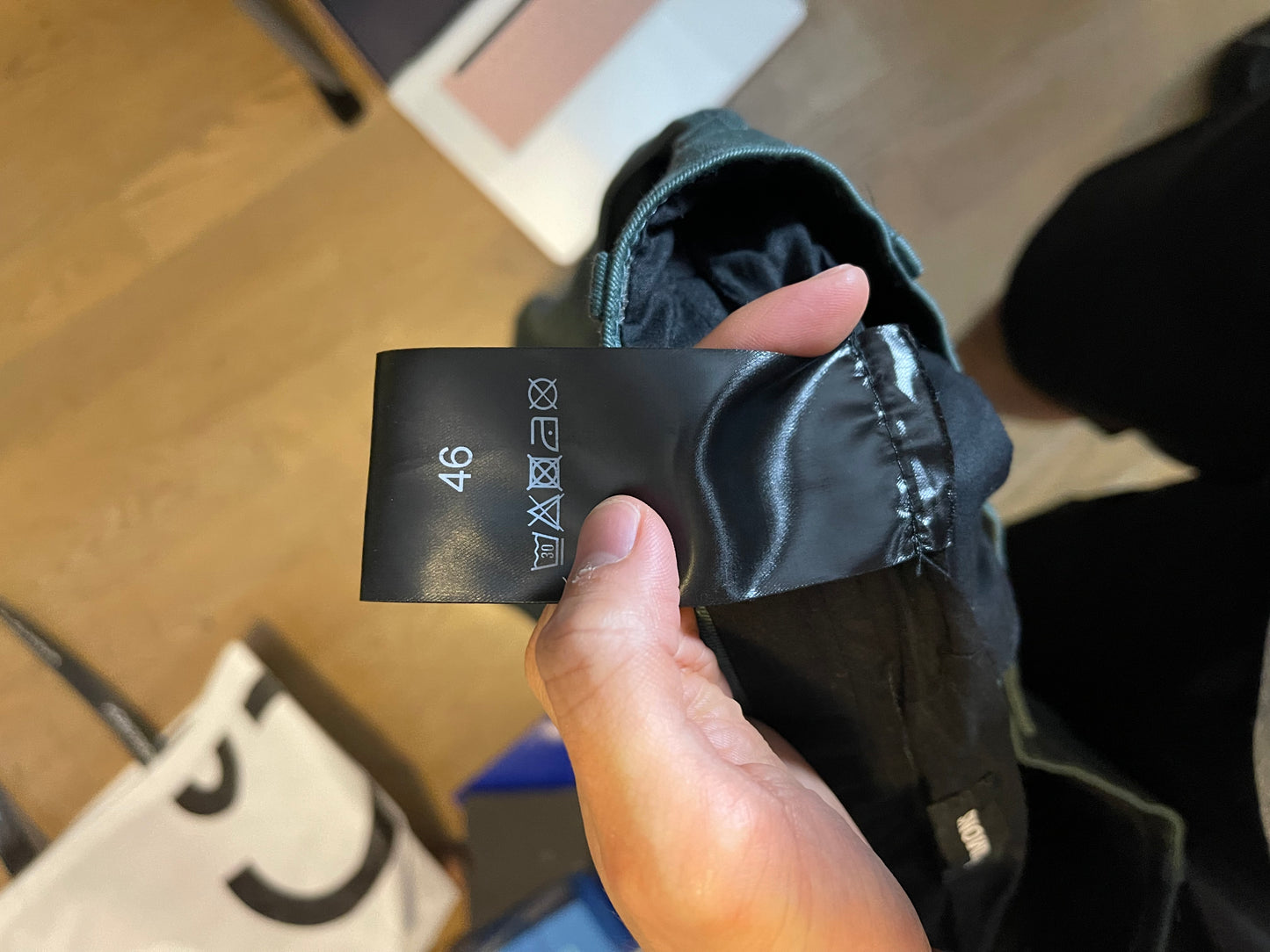 Raf Simons wide chino with tape I love you pants