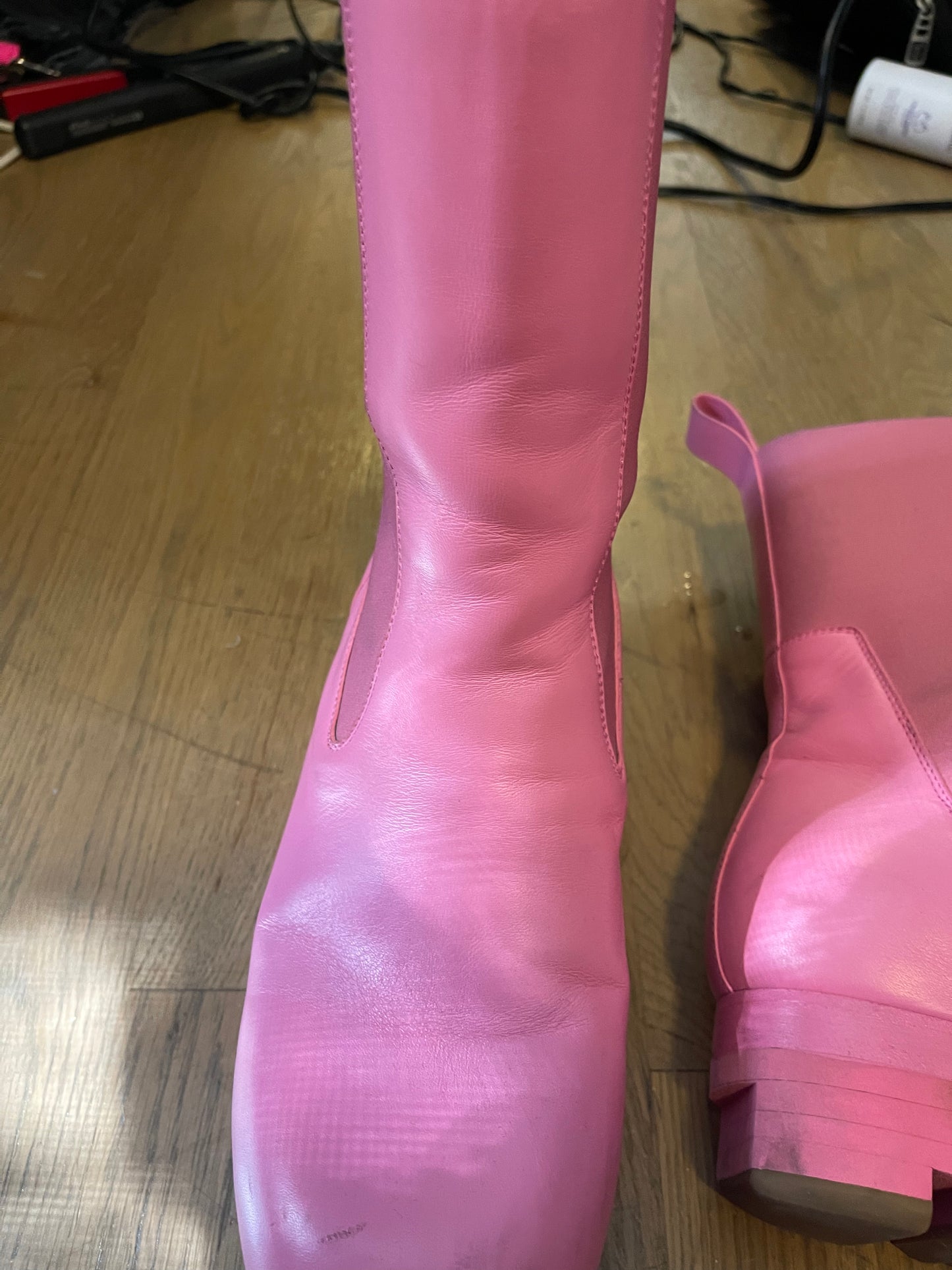 Rick Owens pop pink ballast boots