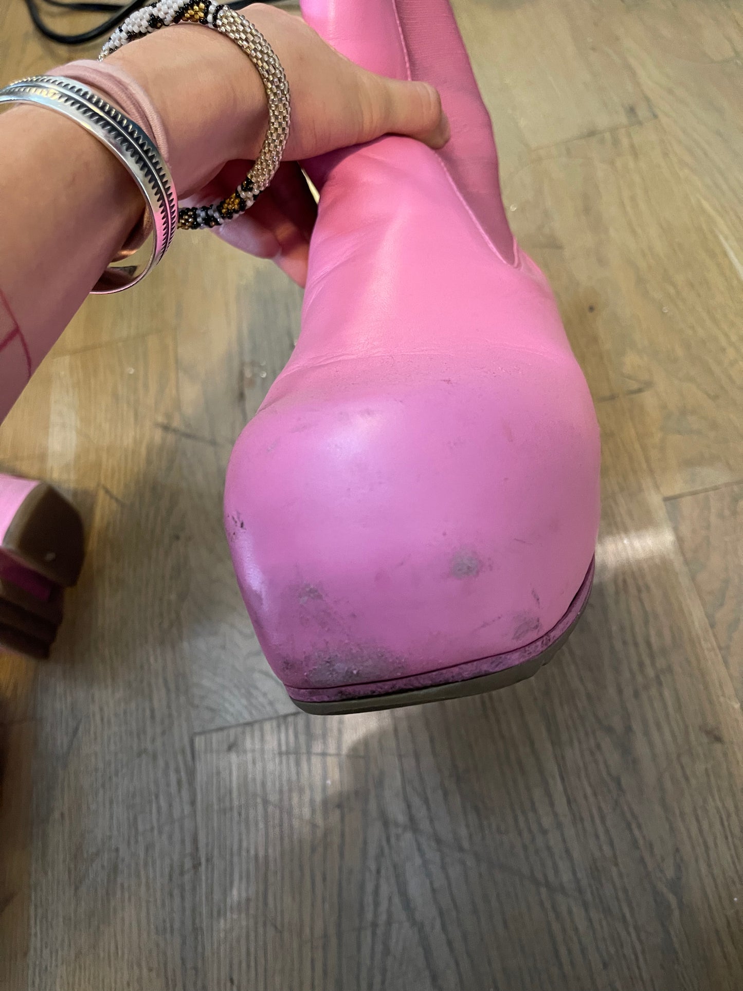 Rick Owens pop pink ballast boots