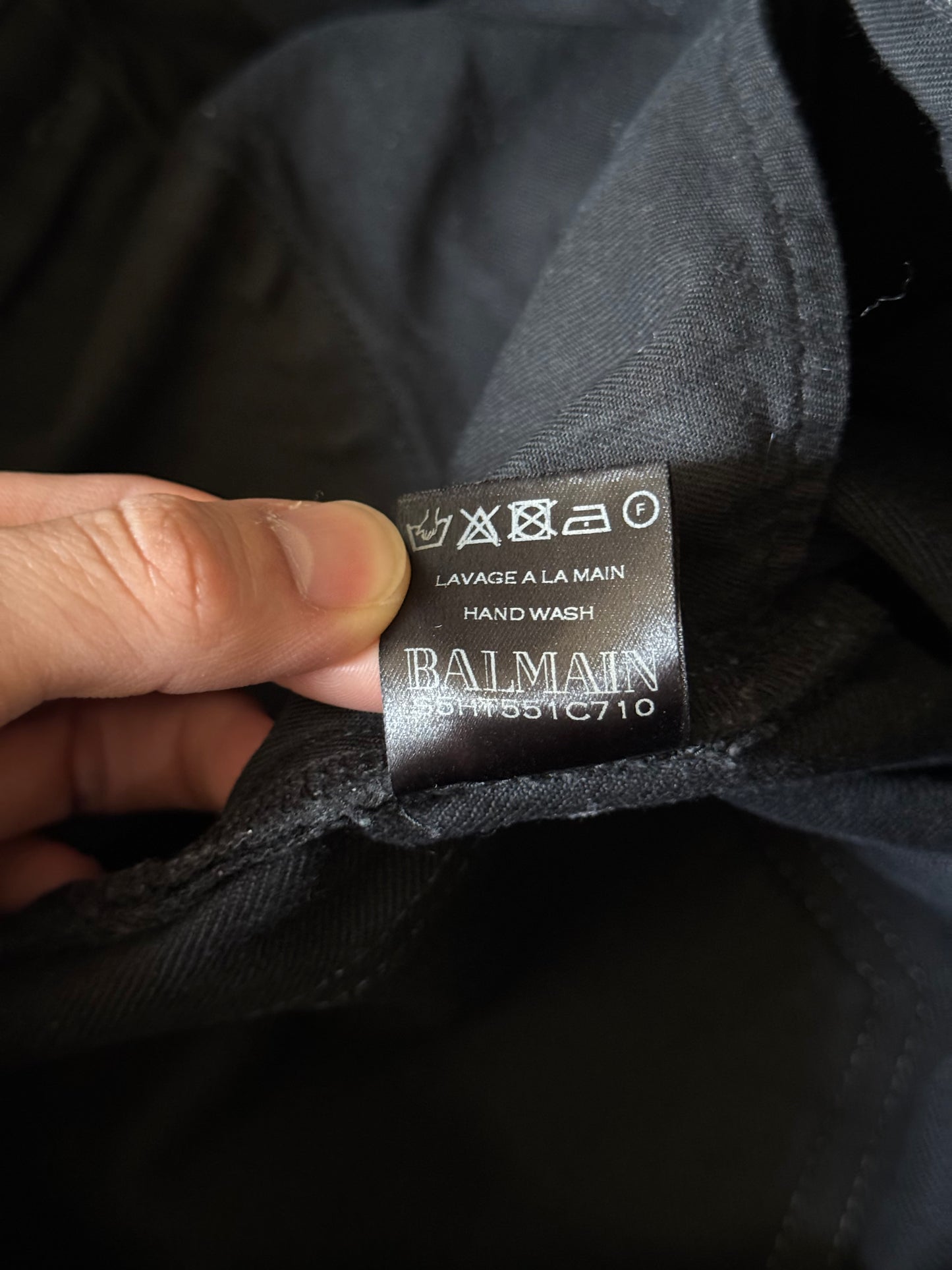 Balmain black moto jeans