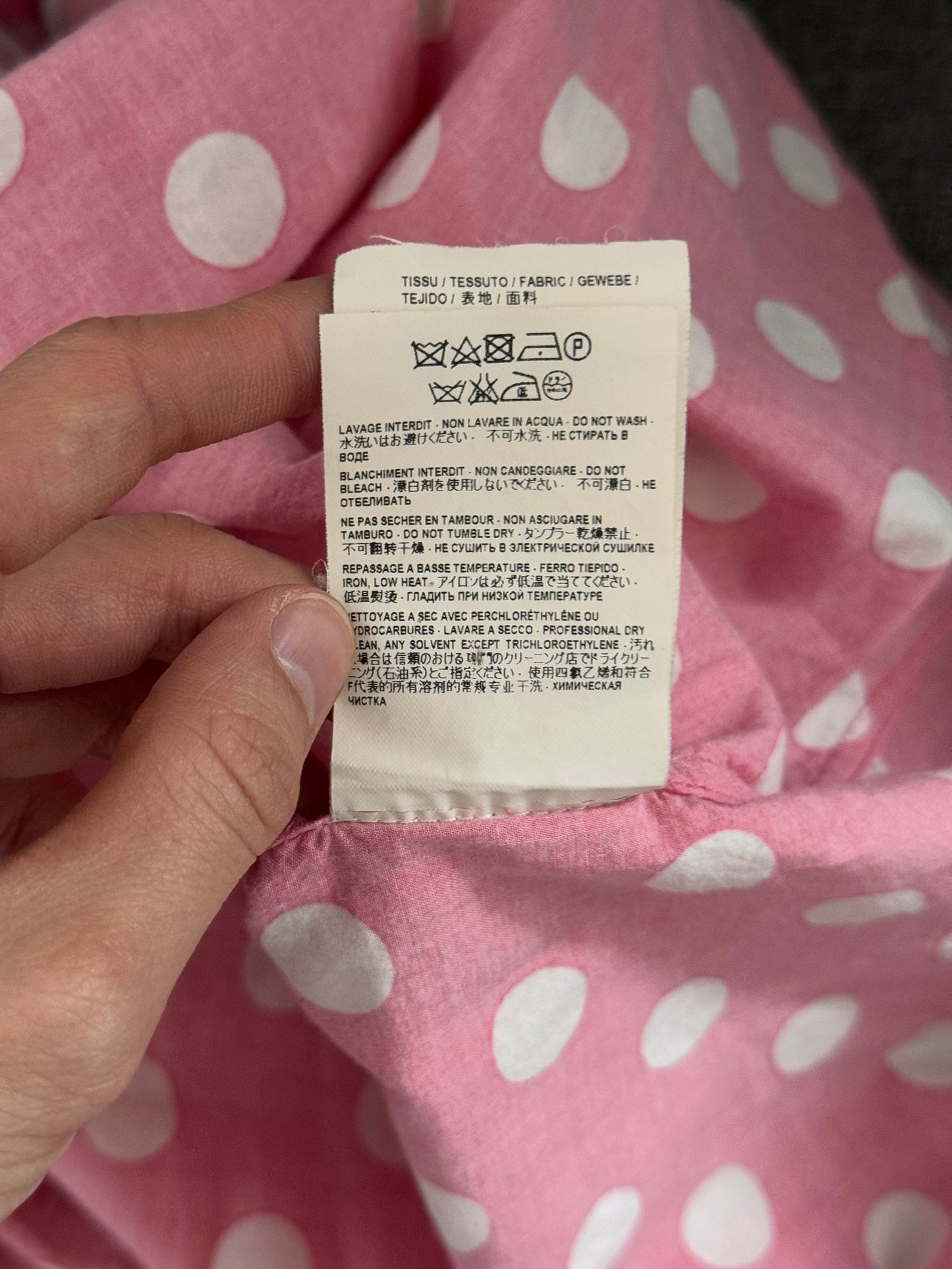 Saint Laurent SS15 pokadot raw hem shirt