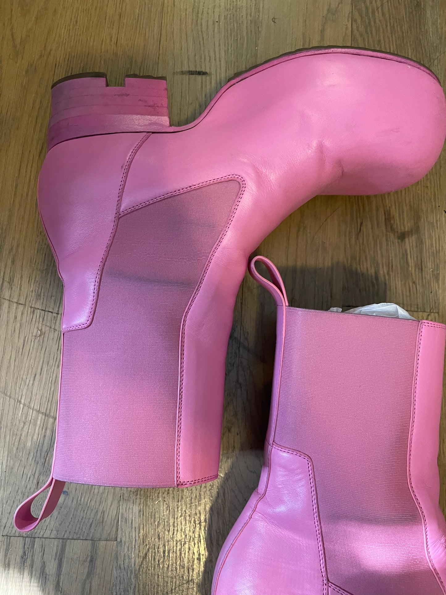 Rick Owens pop pink ballast boots