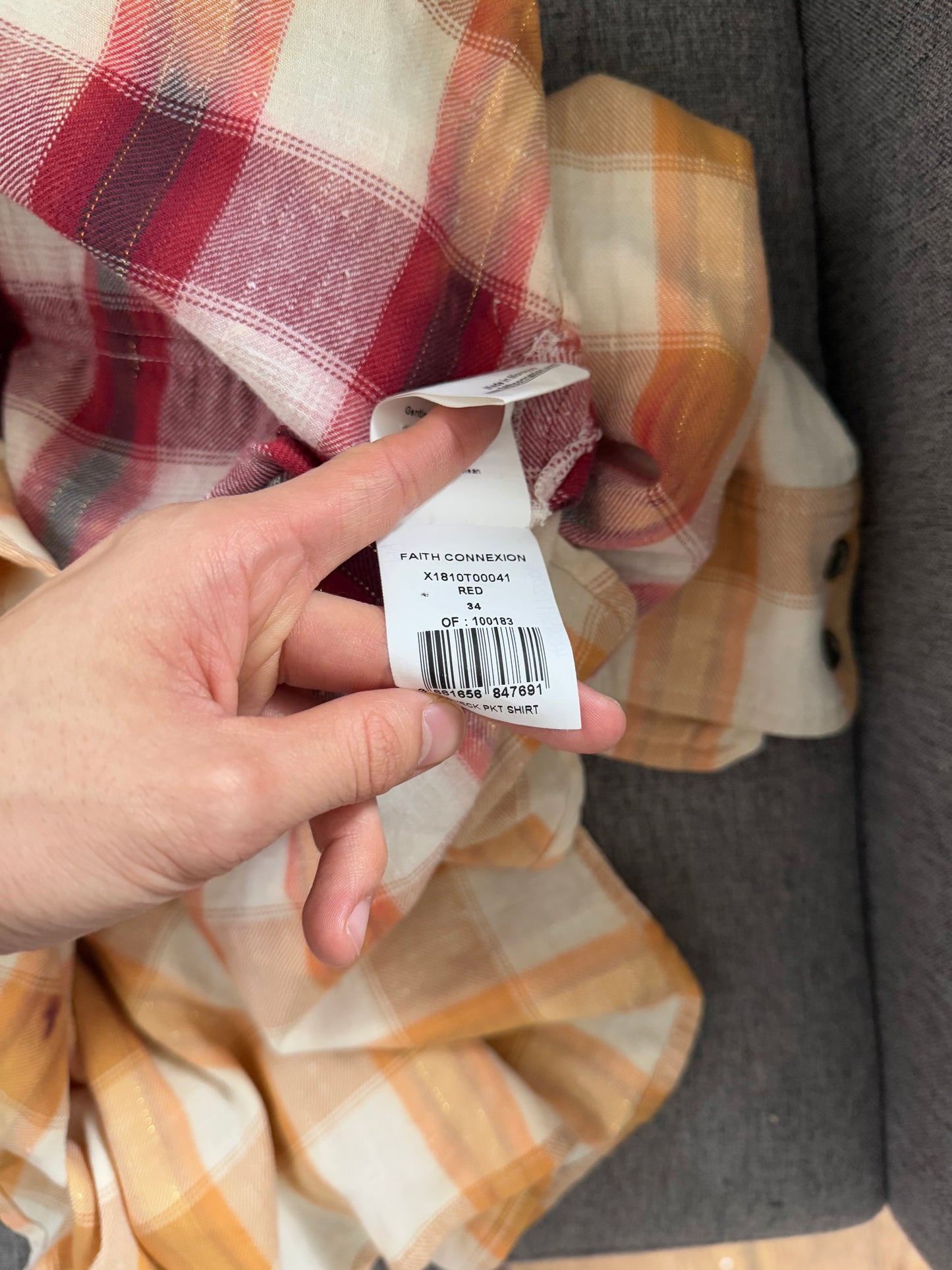 Faith connexion bleached plaid shirt
