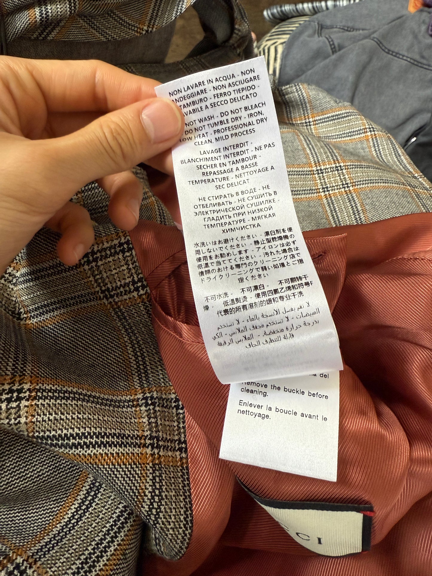 Gucci 2018 Plaid shoulder padded coat