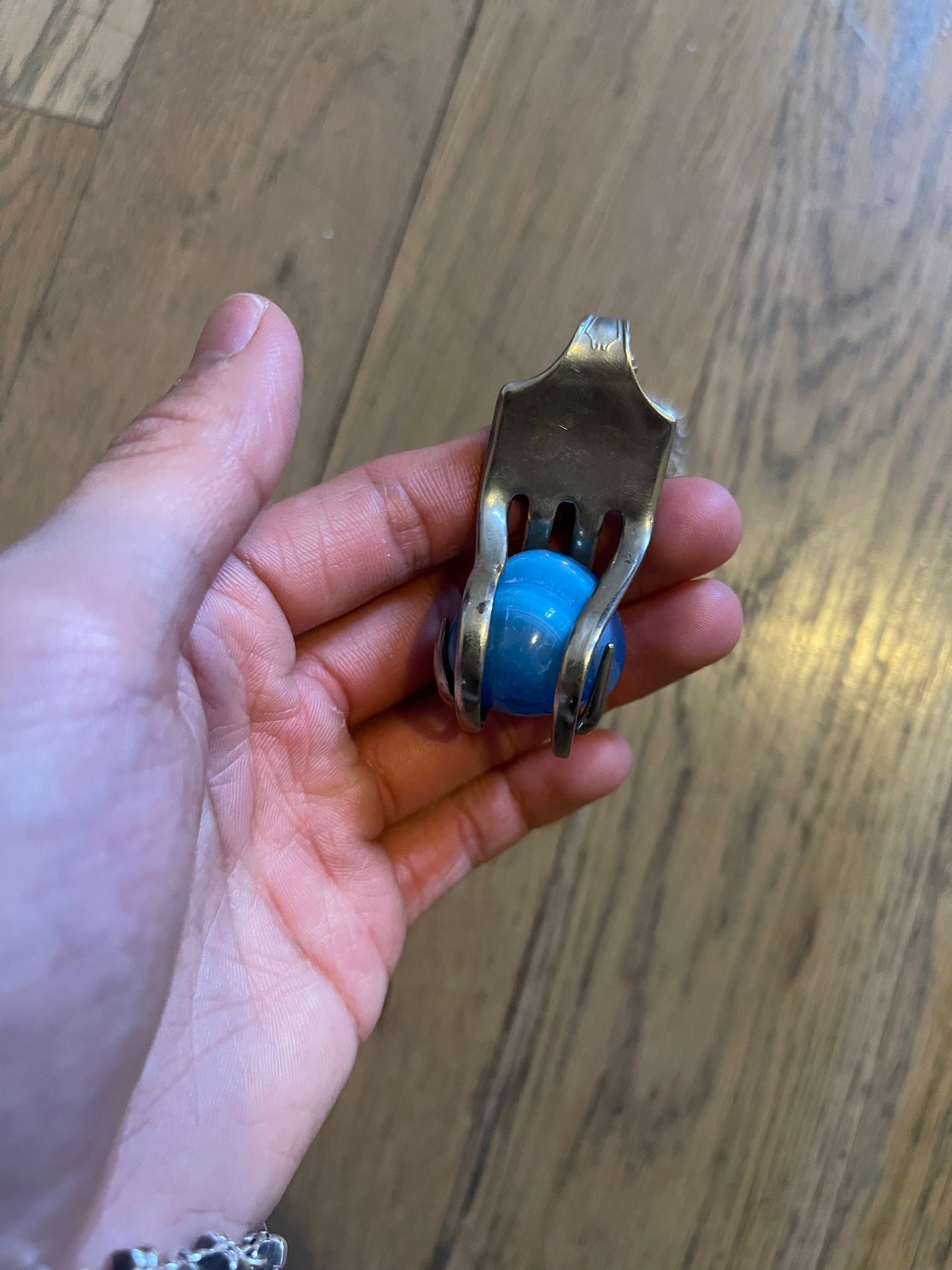 Silver fork and gem necklace