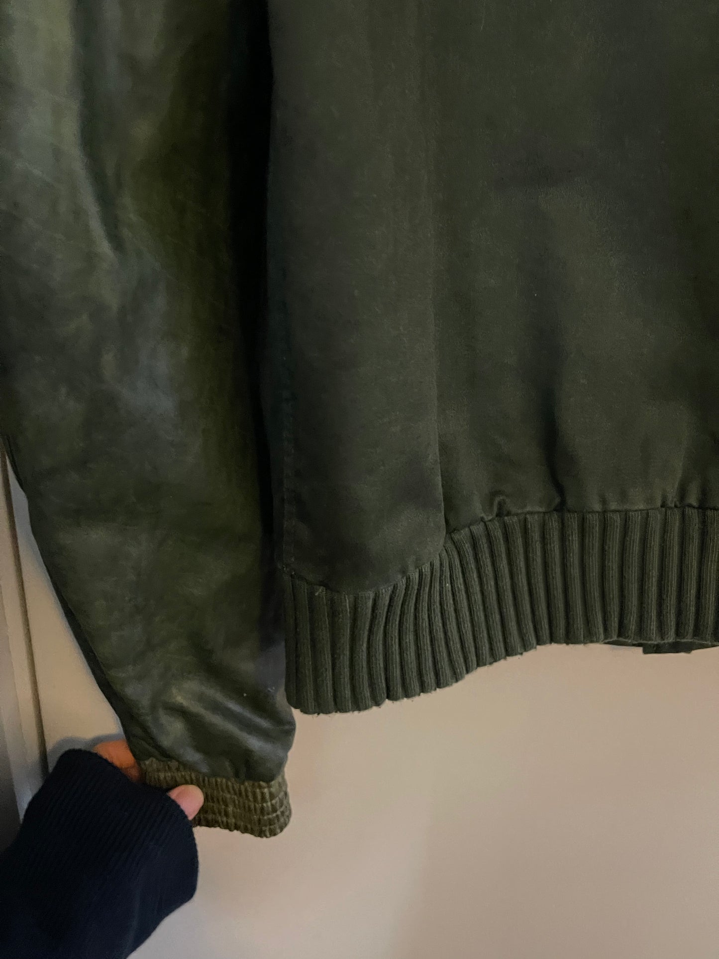 Balmain SS11 green leather wool switching teddy jacket