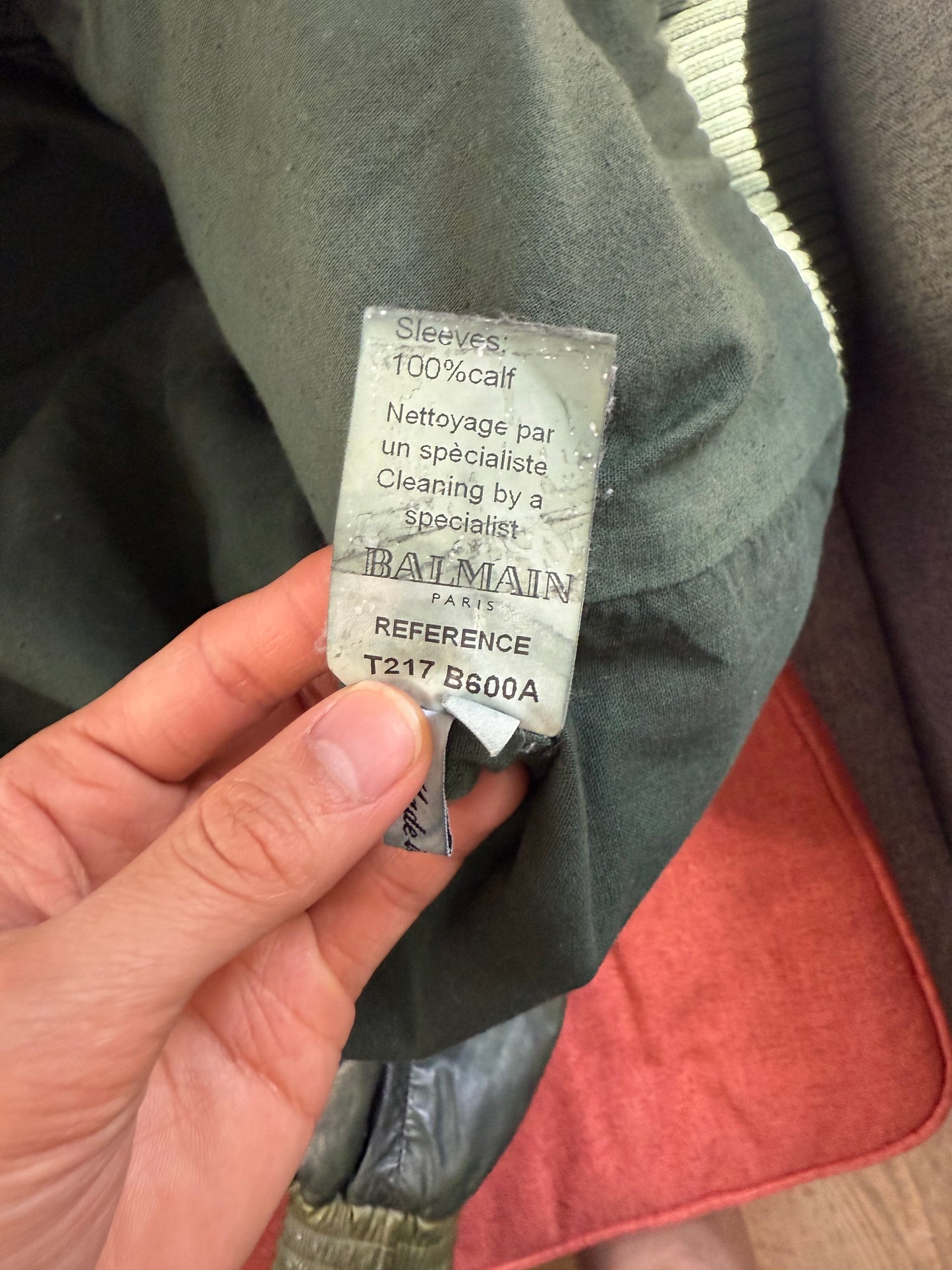 Balmain SS11 green teddy jacket
