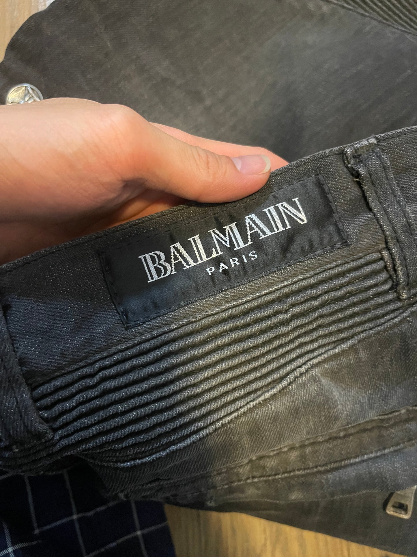 Balmain decarnin eagle moto knee pants