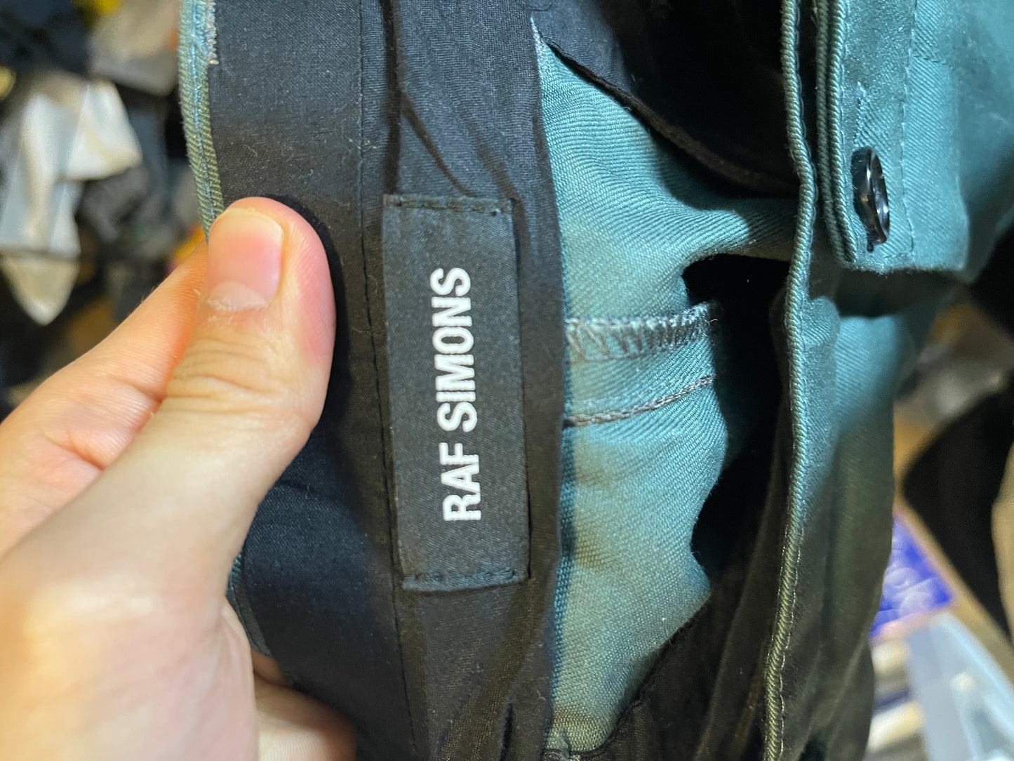 Raf Simons wide chino with tape I love you pants