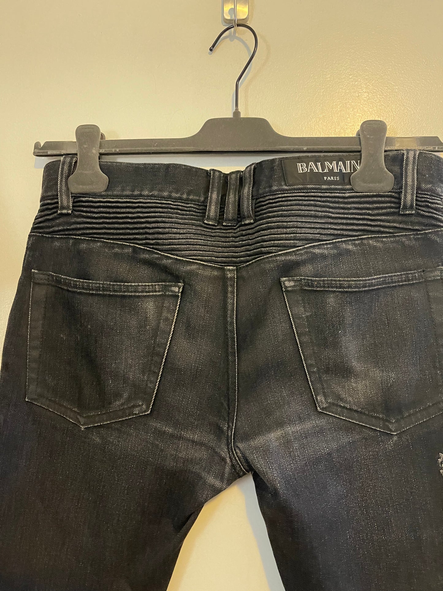 Balmain moto denim pants