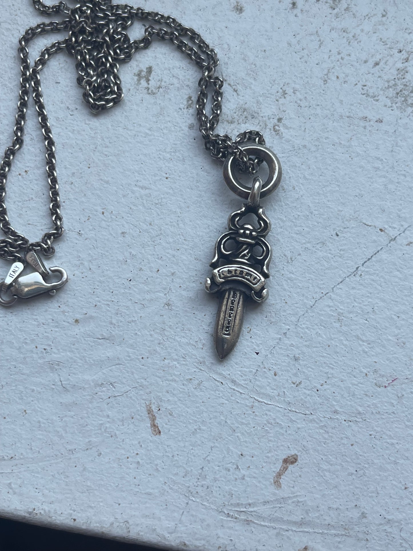 Chrome hearts black diamond dagger necklace