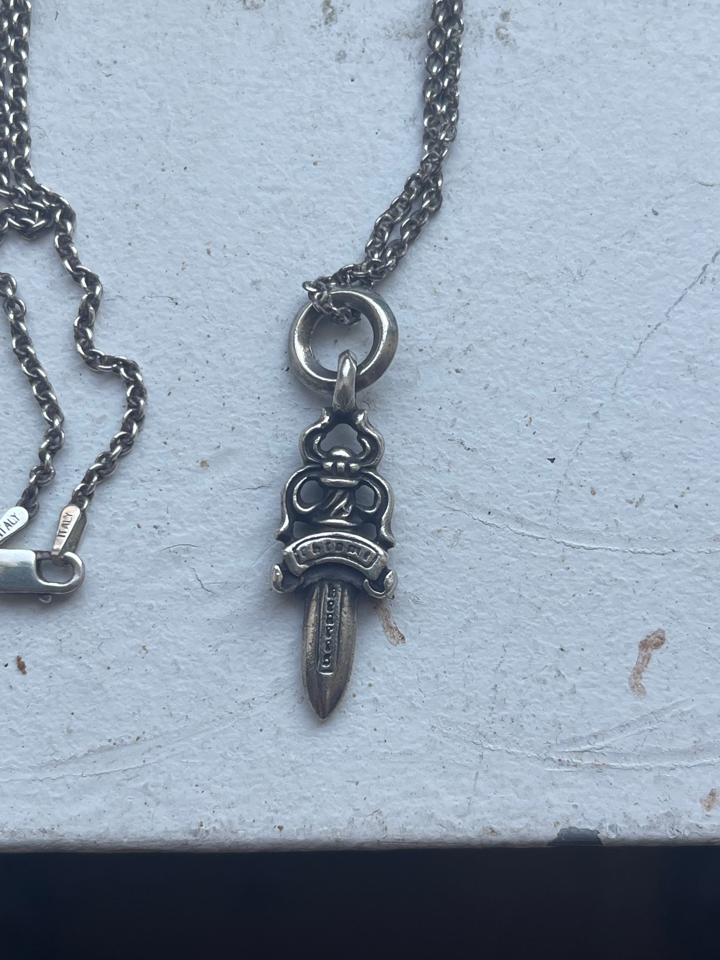 Chrome hearts black diamond dagger necklace