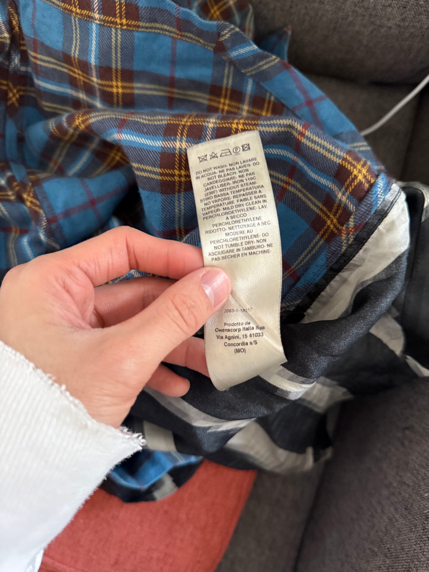Rick Owens AW21 gethsemane hybrid blue plaid shirt