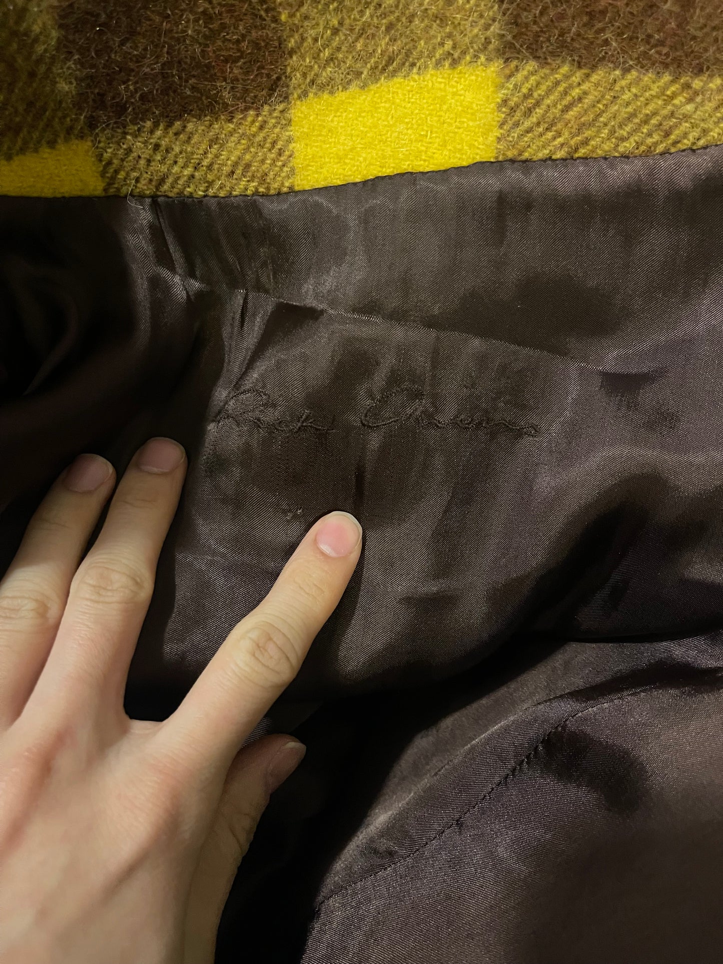 Rick Owens FW18 Sisyphus raisin plaid secret parka