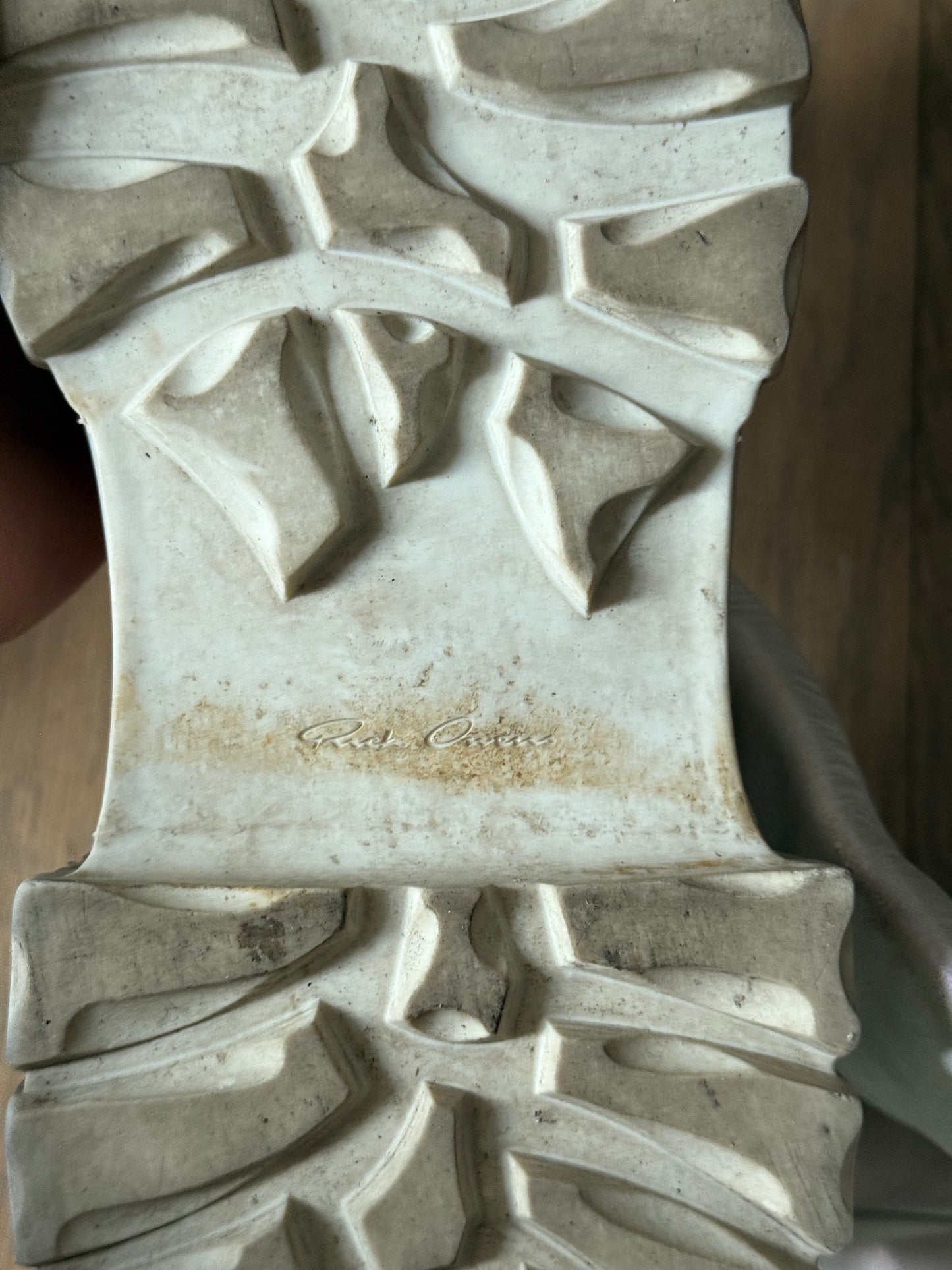 Rick Owens AW20 iridescent sample thigh high tractor boots