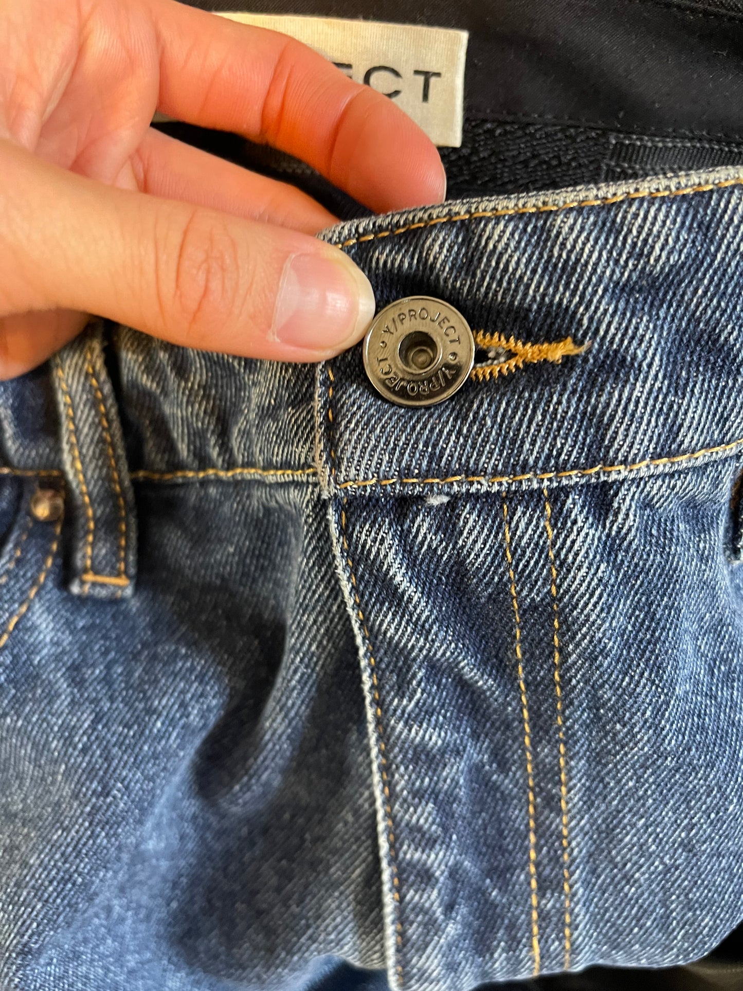 Y project double trouser denim hybrid pants