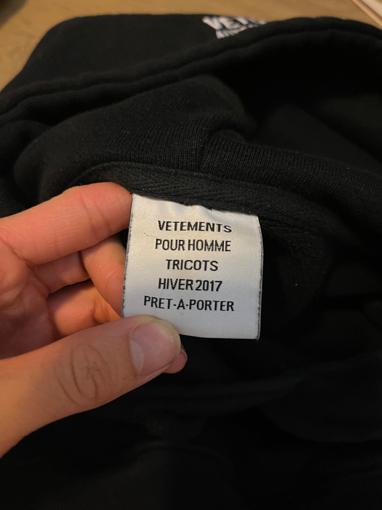 Vetements homme AW17 total fucking darkness hoodie