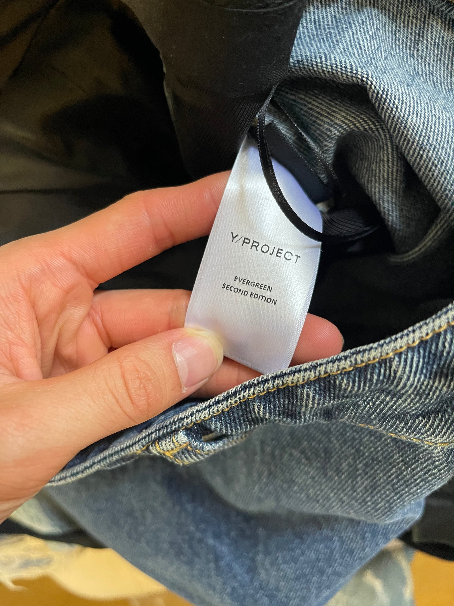 Y project double trouser denim hybrid pants
