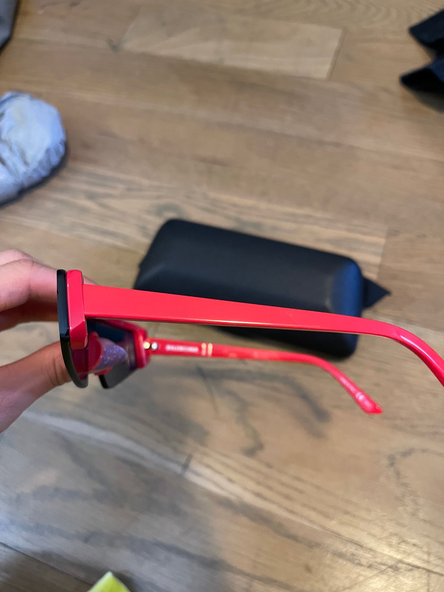Balenciaga red mirrored shield glasses