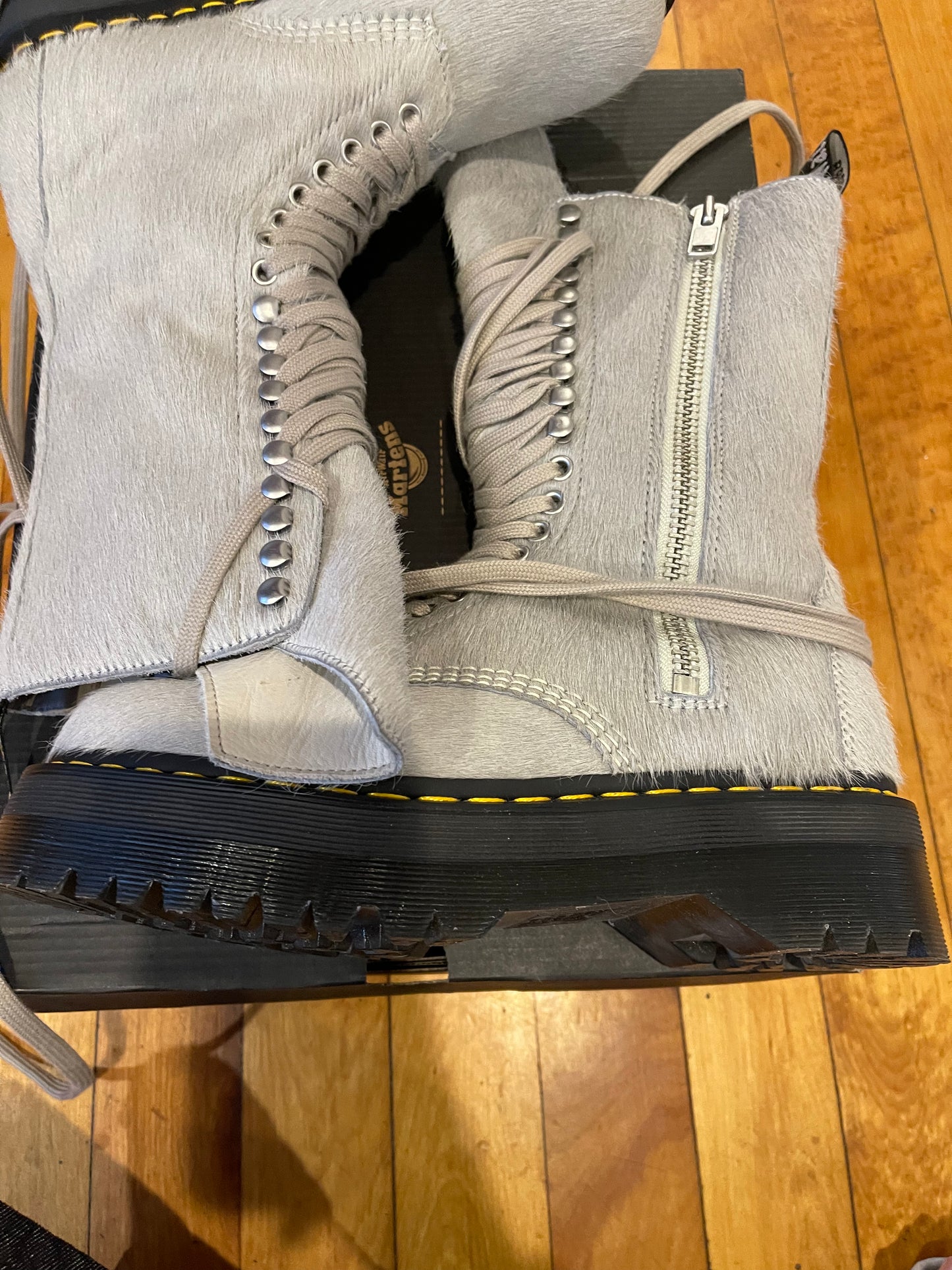 Rick Owens Dr Martens pony hair boots