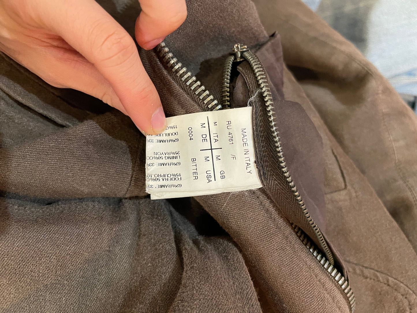Rick Owens intarsia suede leather jacket