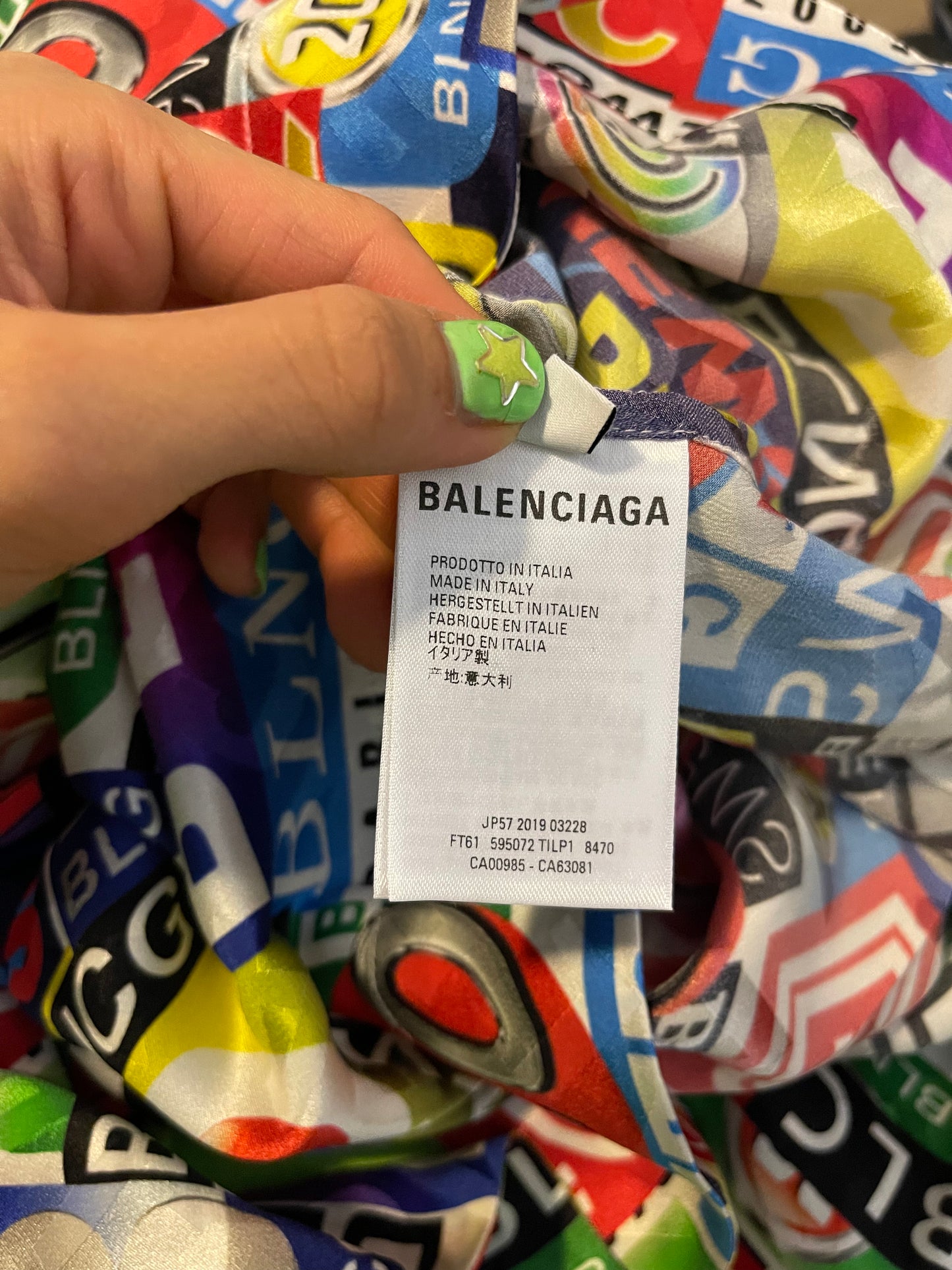 Balenciaga News Graphic all over print bow shirt sz 34