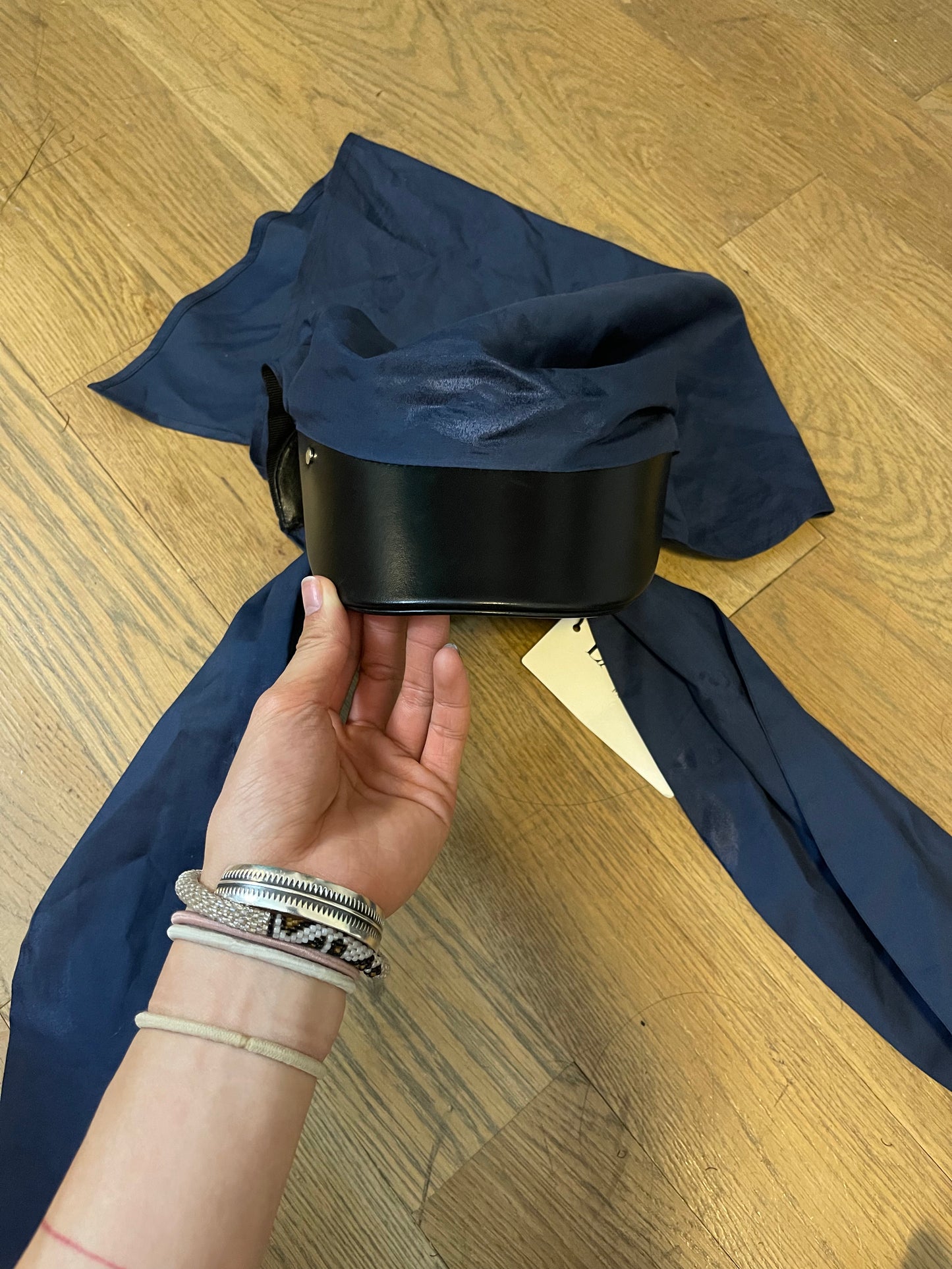 Lanvin SS20 navy scarf hat