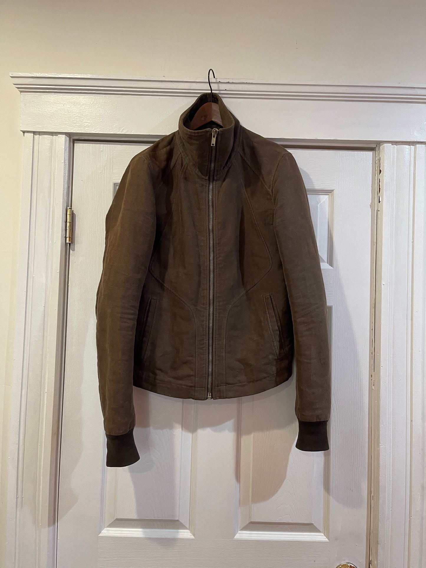 Rick Owens intarsia suede leather jacket