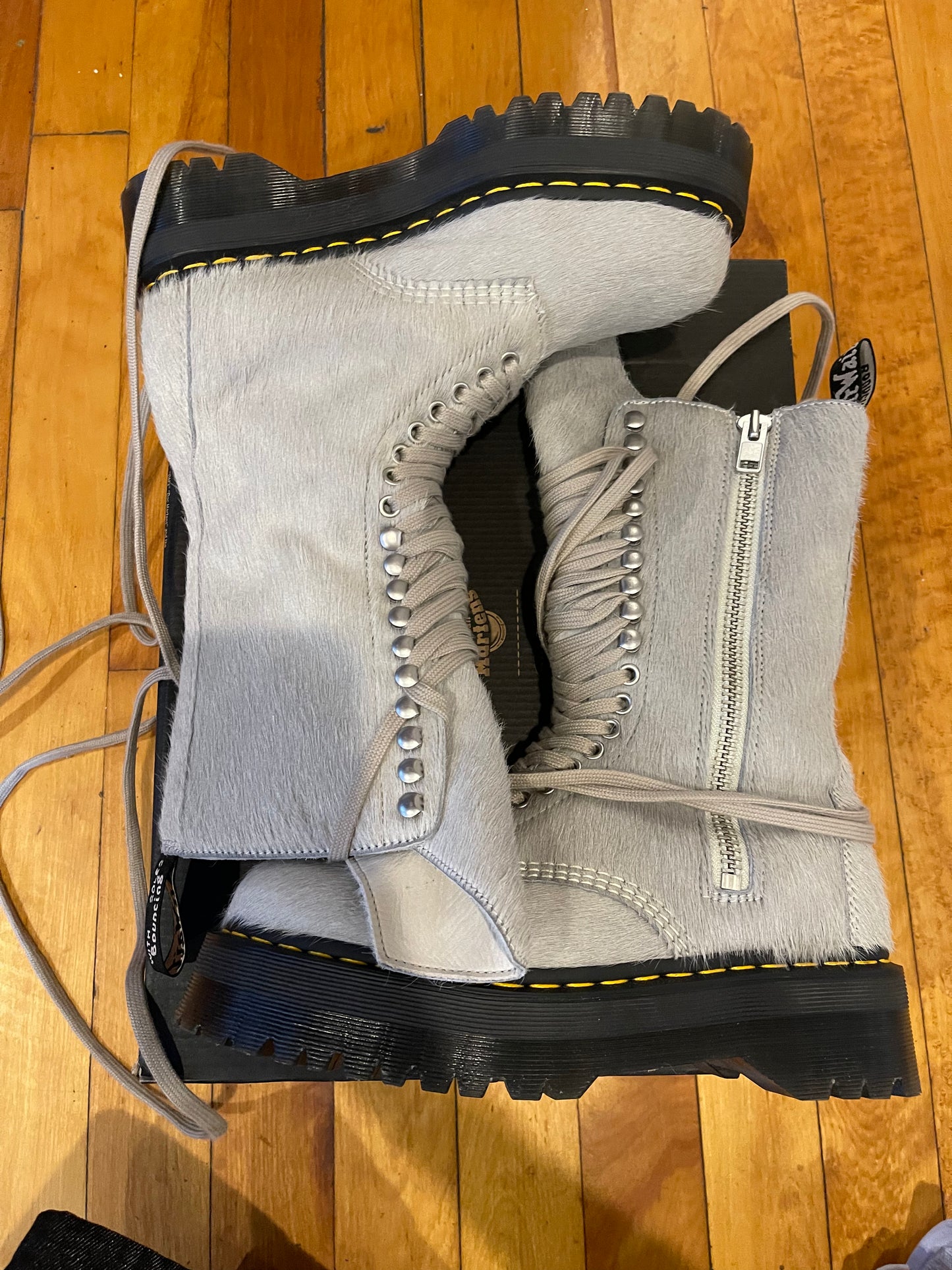 Rick Owens Dr Martens pony hair boots