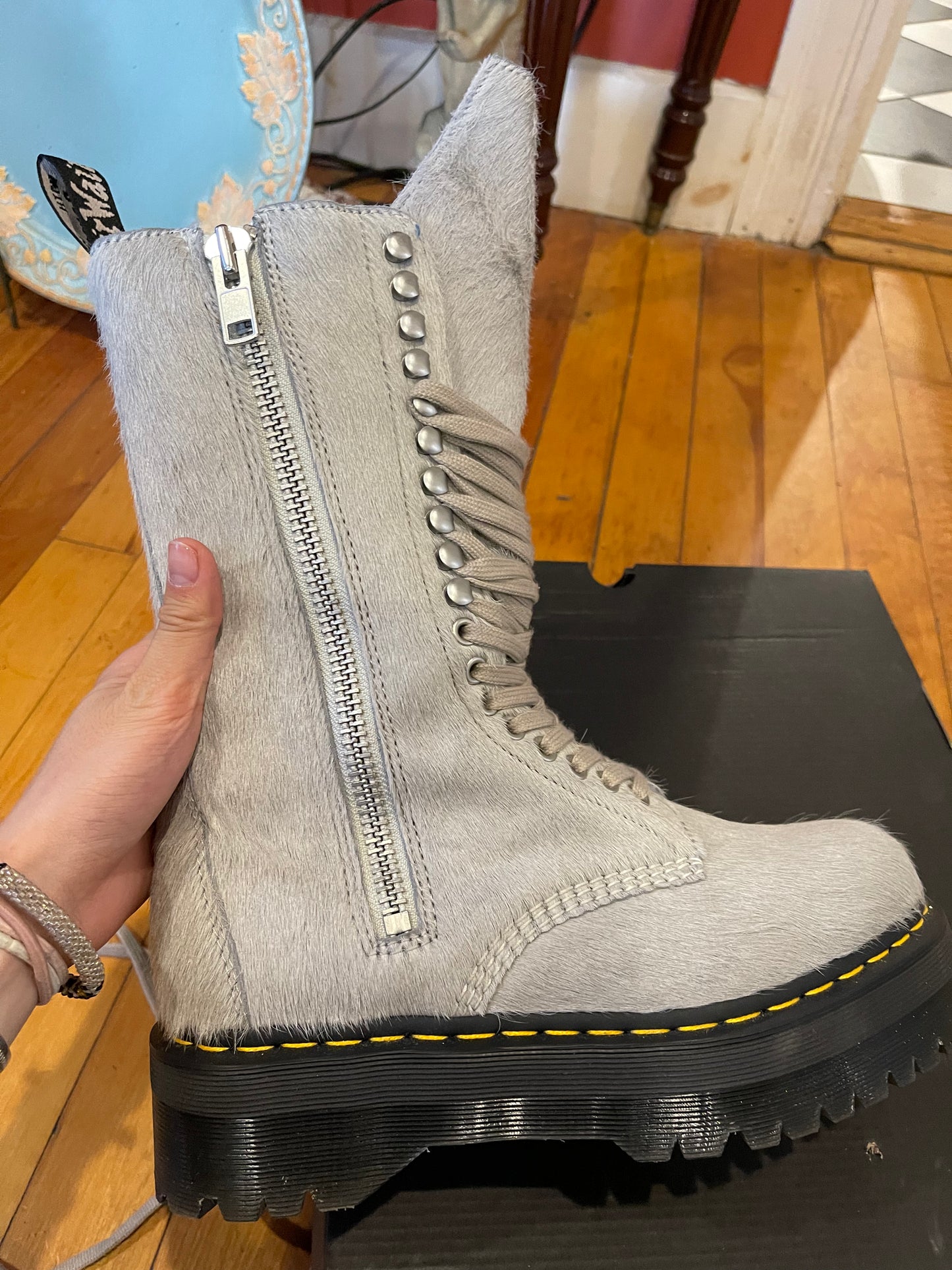 Rick Owens Dr Martens pony hair boots
