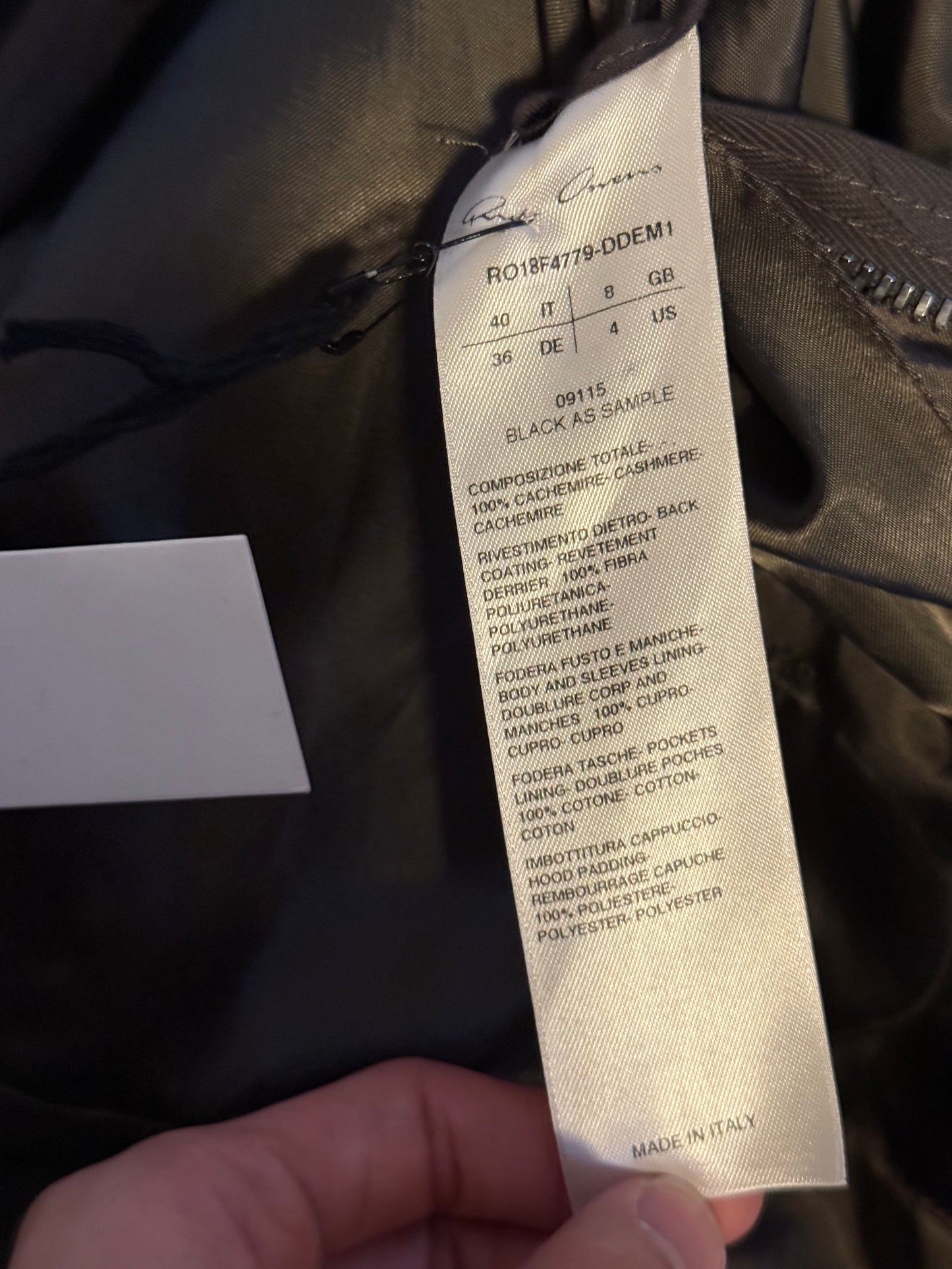 Rick Owens AW16 short secret parka sz 40