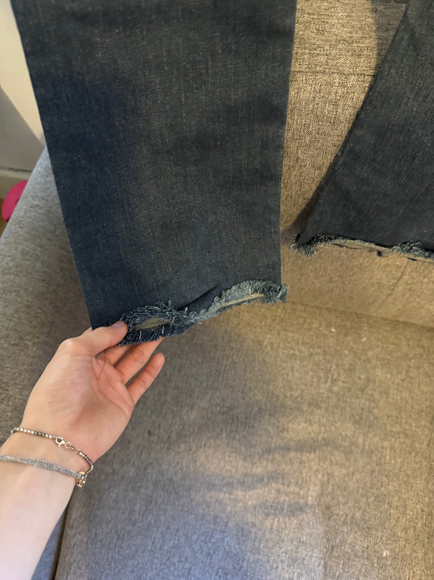 Saint Laurent dark blue d09 raw hem denim