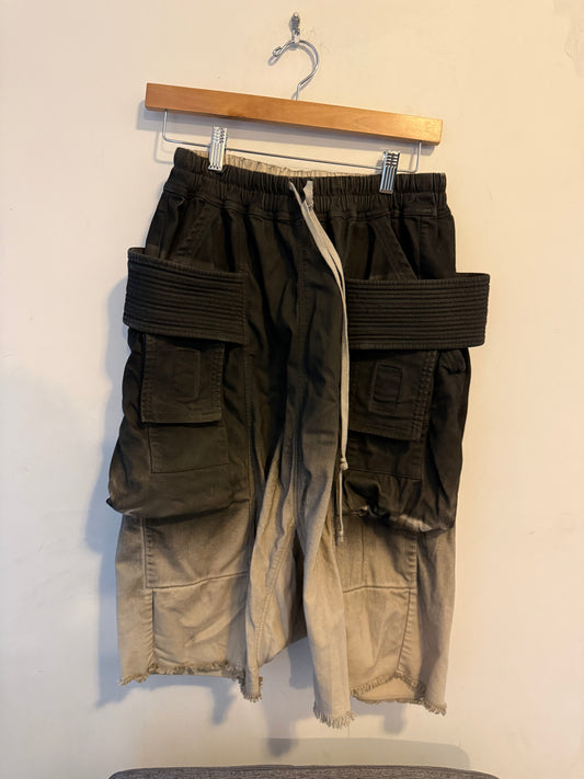 Rick Owen’s SS22 creatch bleached cargo shorts
