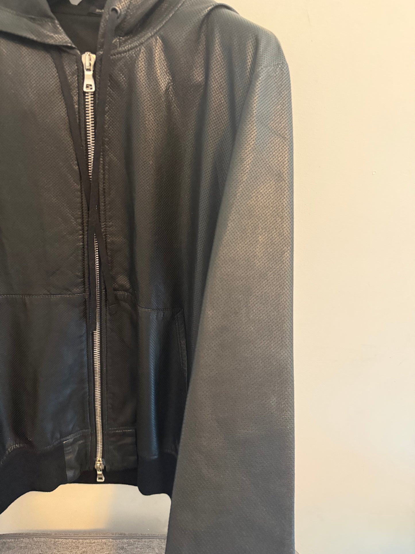 Balmain SS12 perforated leather hoodie
