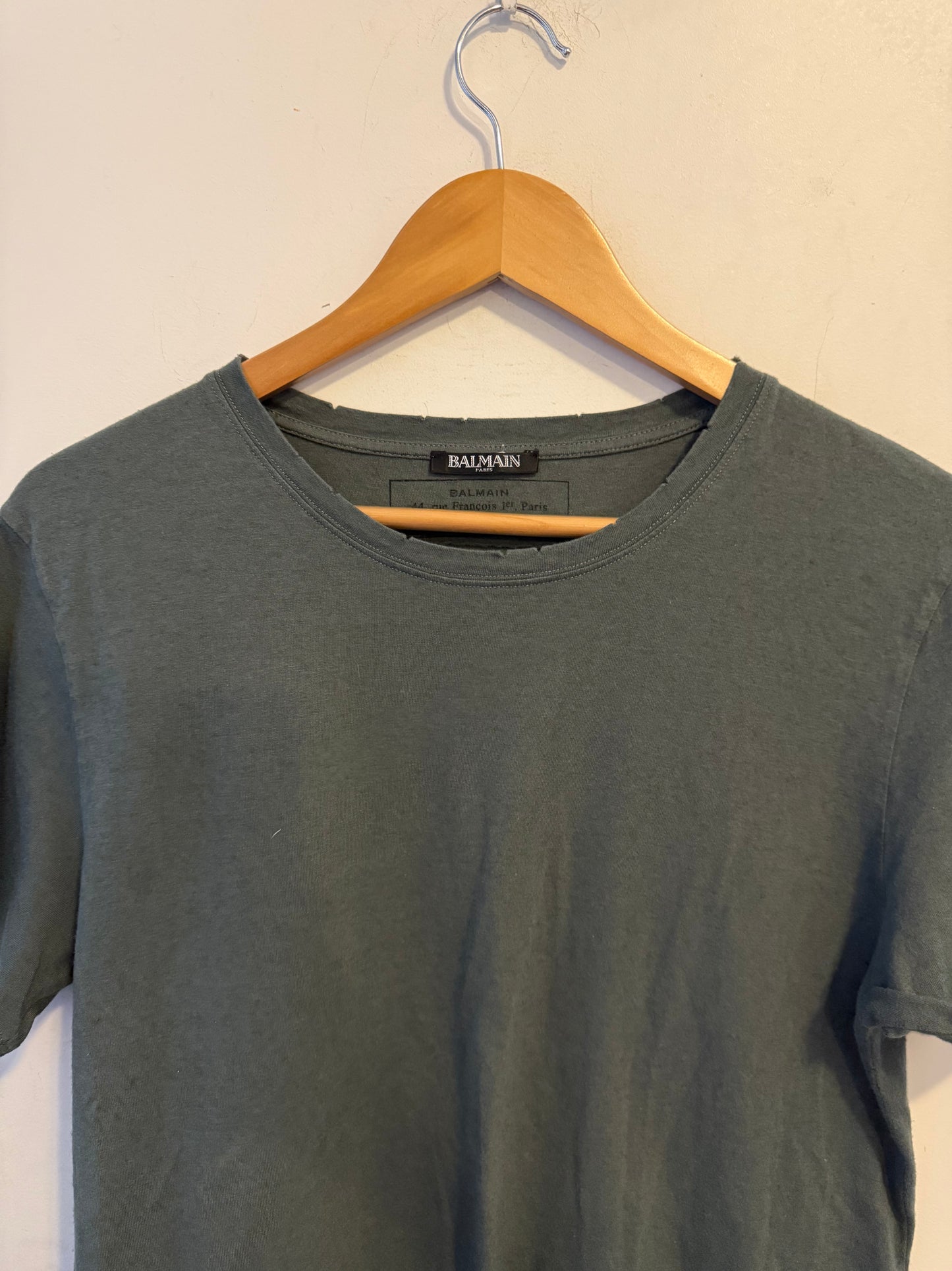 Balmain distressed 2016 t shirt size XL green olive
