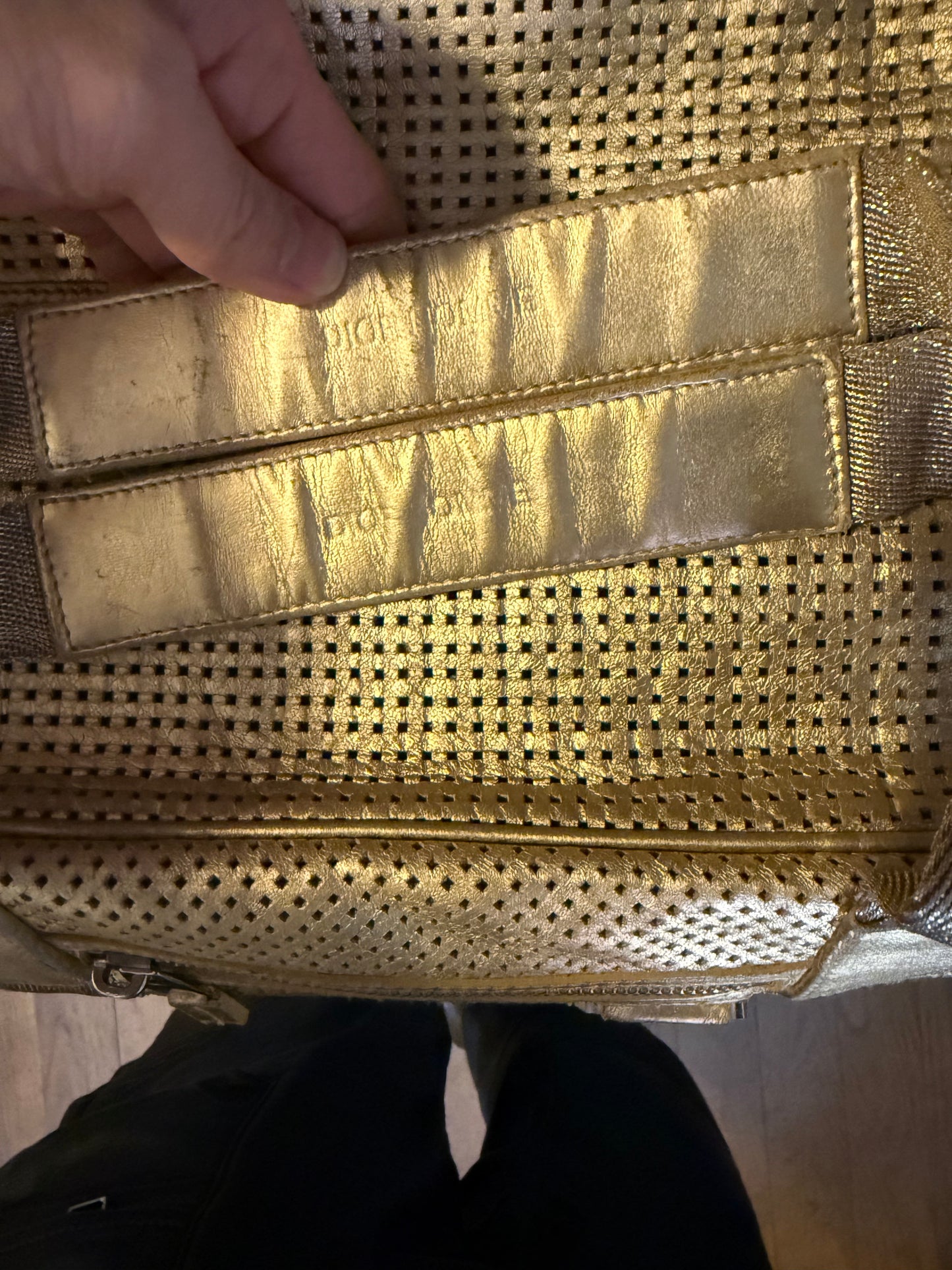 Dior Homme SS06 perforated gold leather duffle bag