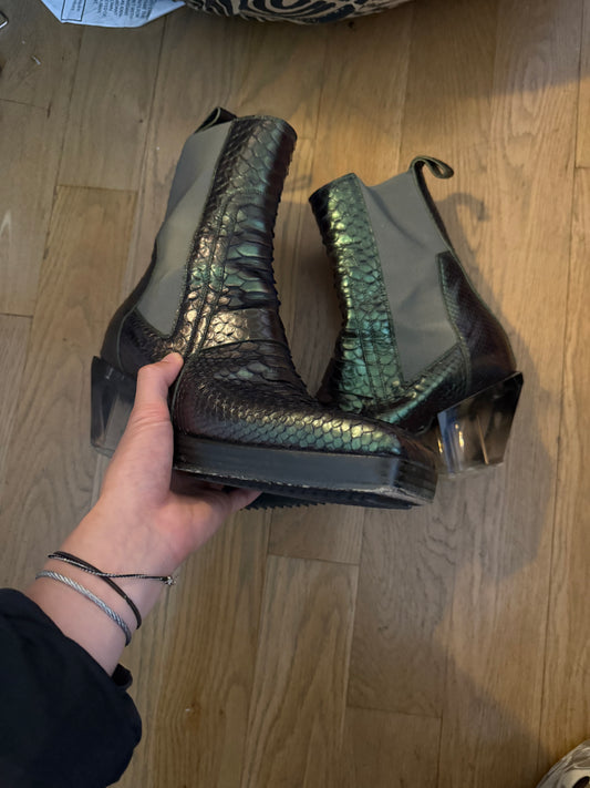 Rick Owens edfu python silver boots