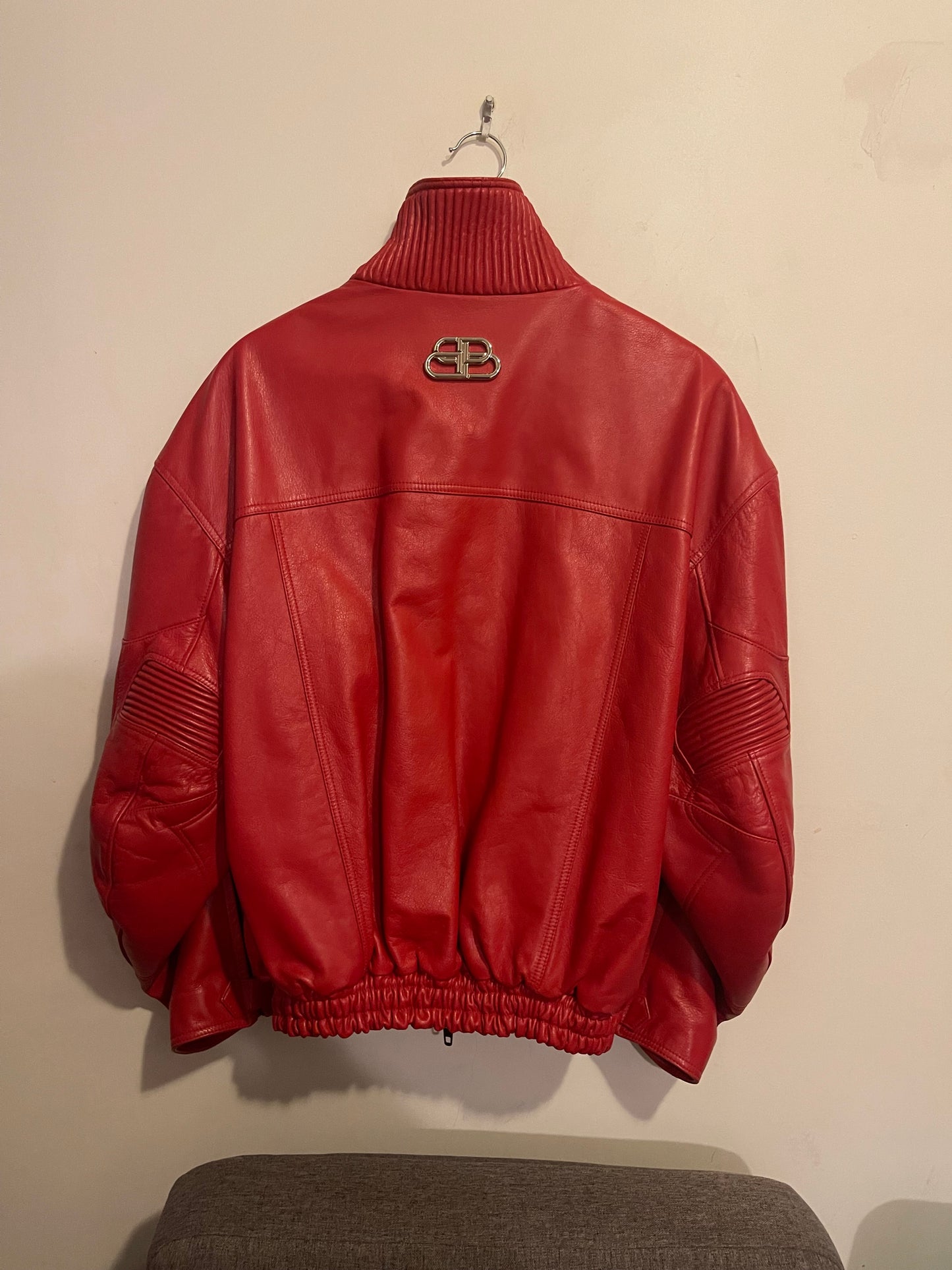 Balenciaga ss19 red moto leather jacket