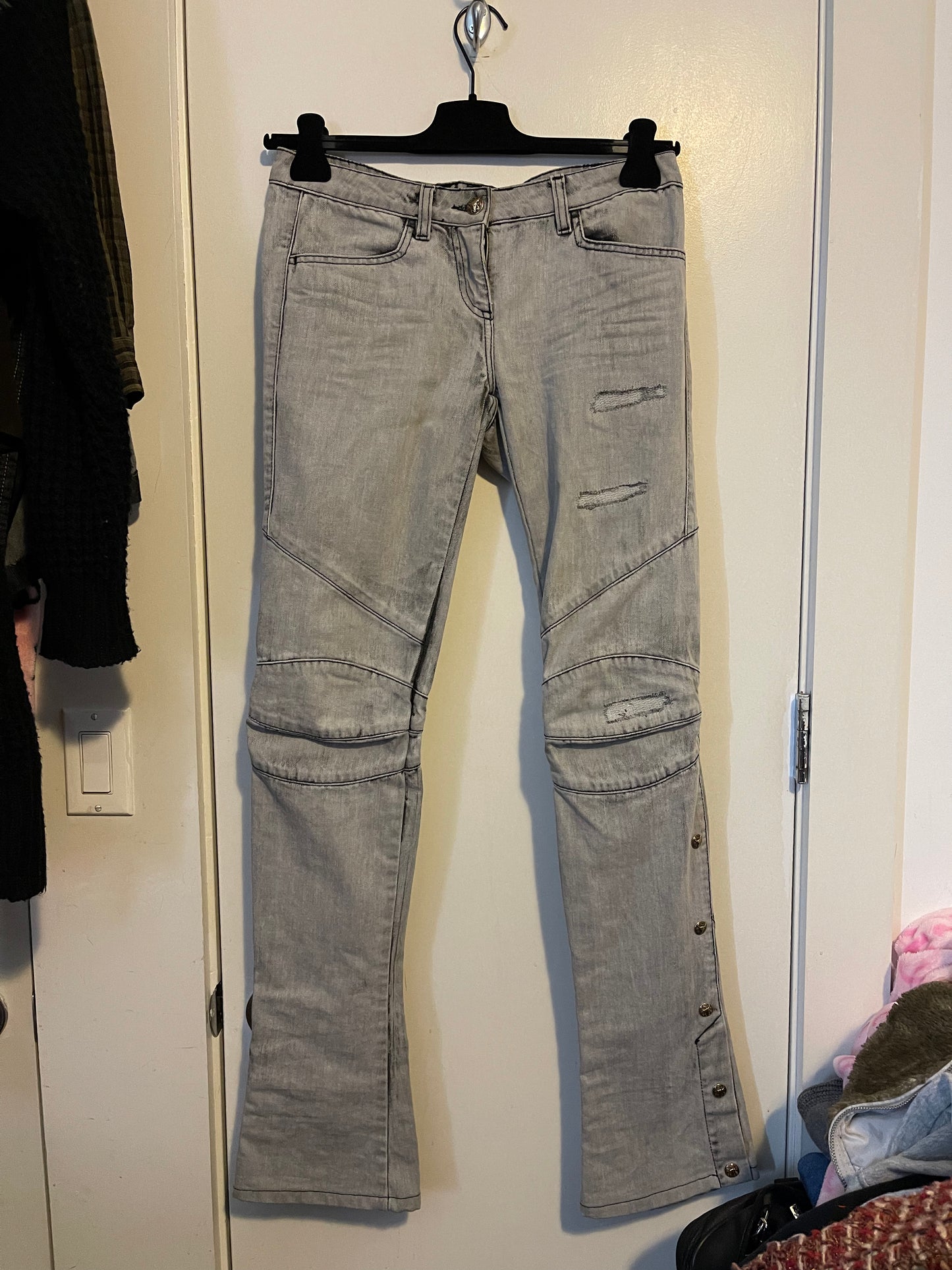 Balmain decarnin flared moto pusher denims