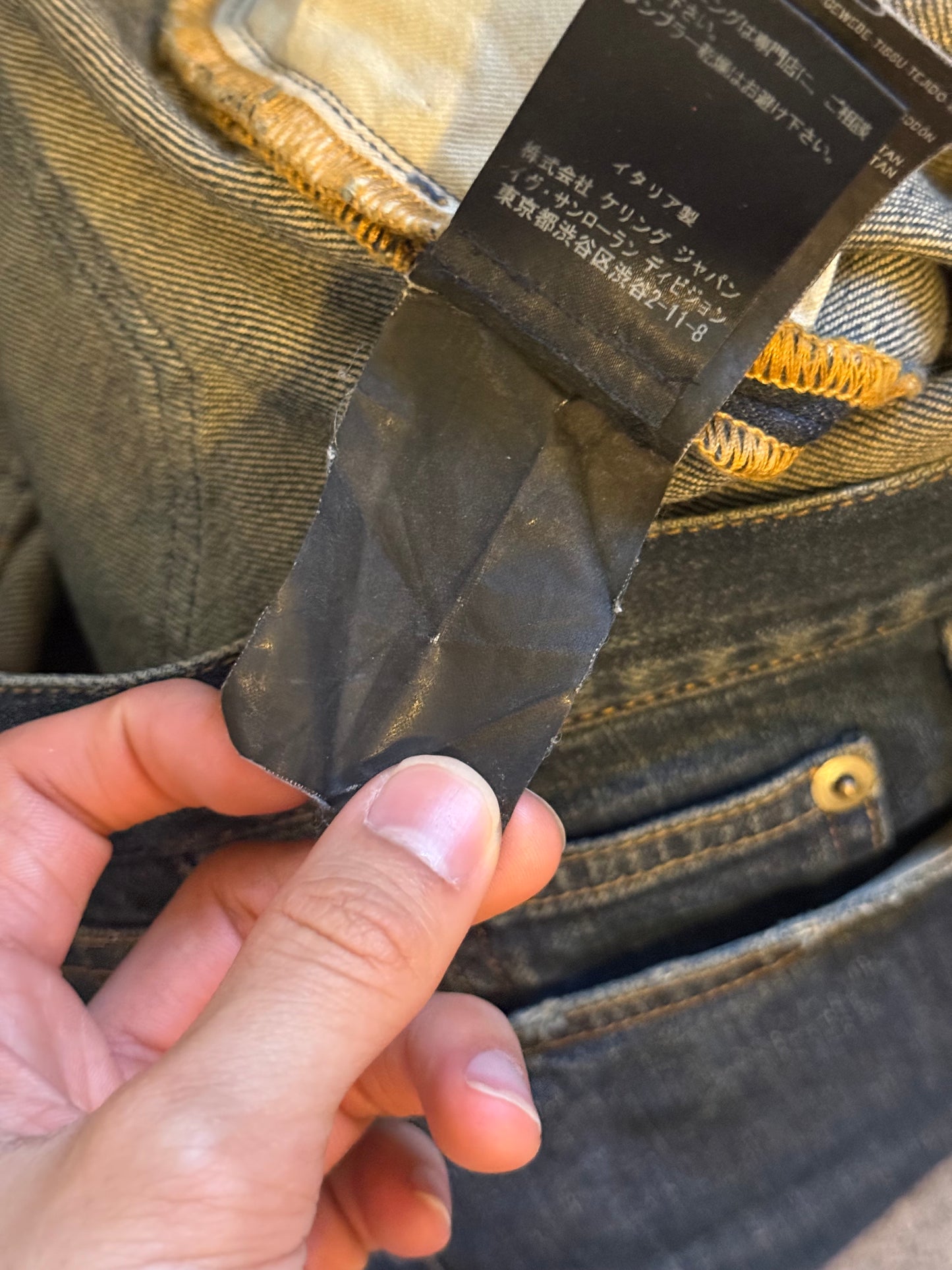 Saint Laurent dark blue d09 raw hem denim