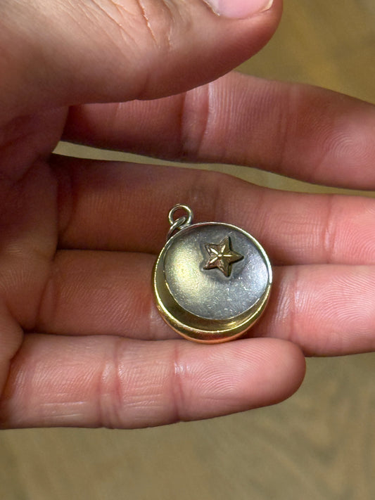 Chrome hearts 22k & silver crescent moon pendant