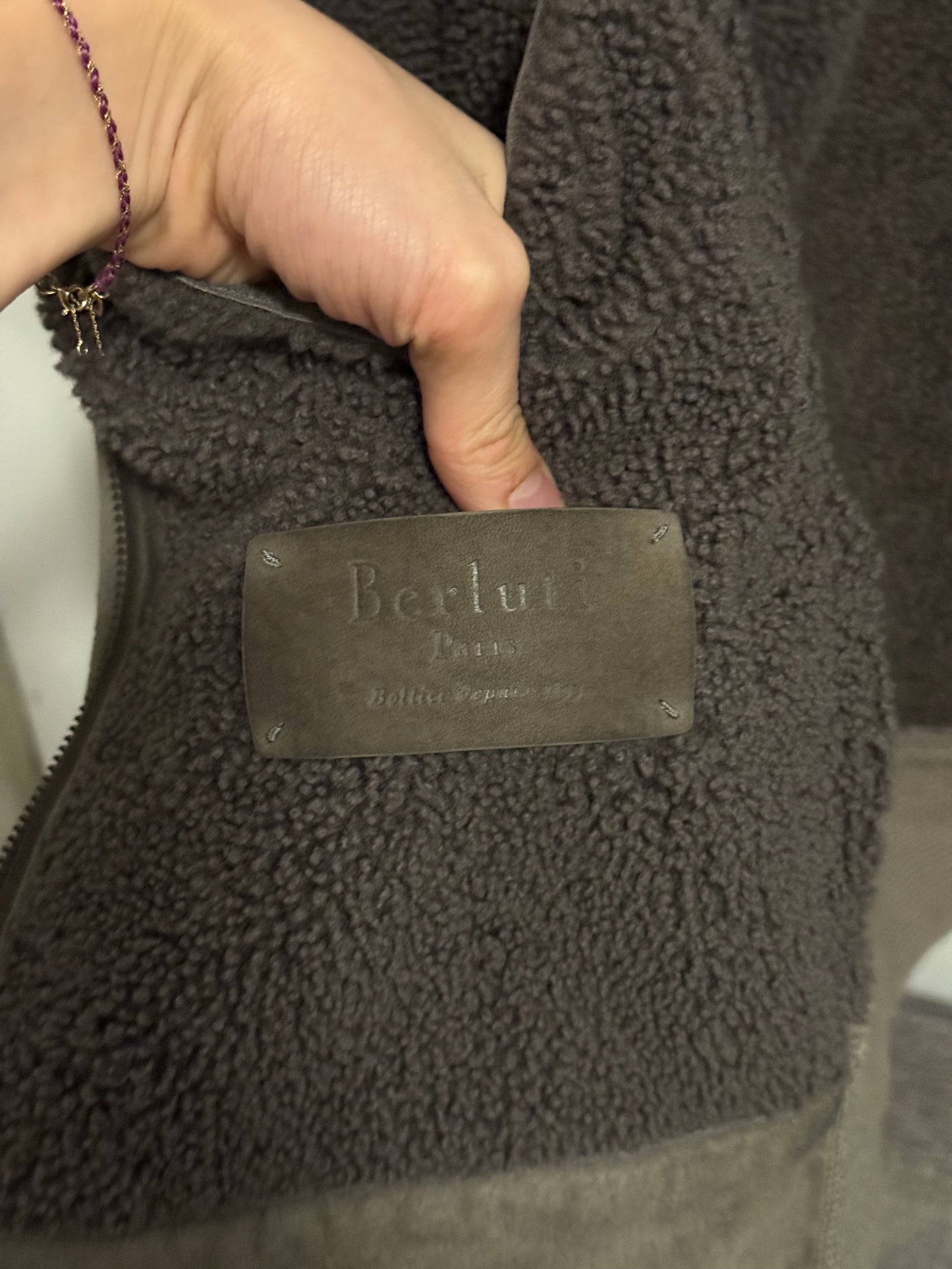 Berluti mockneck nubuck shearling jacket