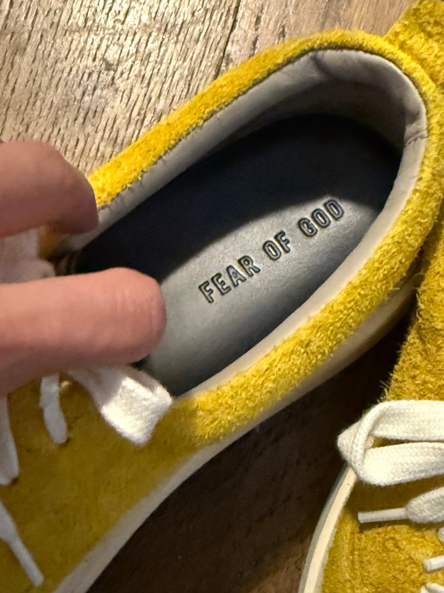 Fear of god suede skate lows in yellow suede