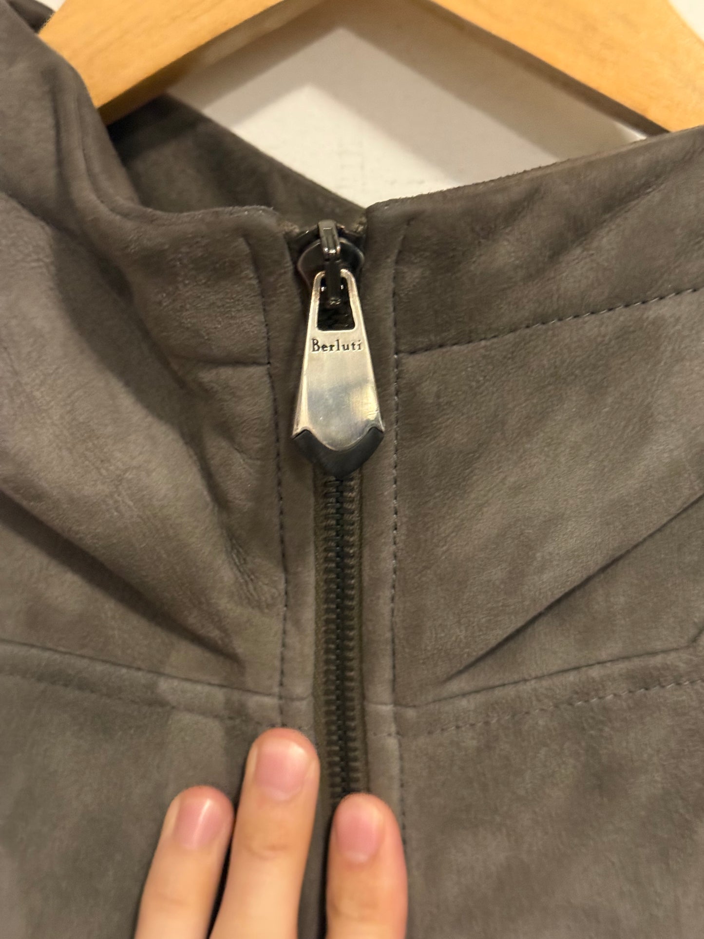 Berluti mockneck nubuck shearling jacket