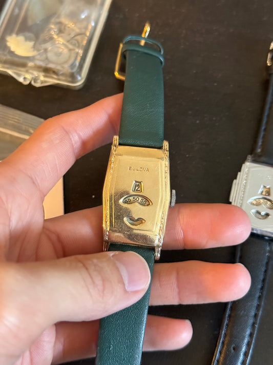 Bulova 1932 jump hour tank watch gold plated