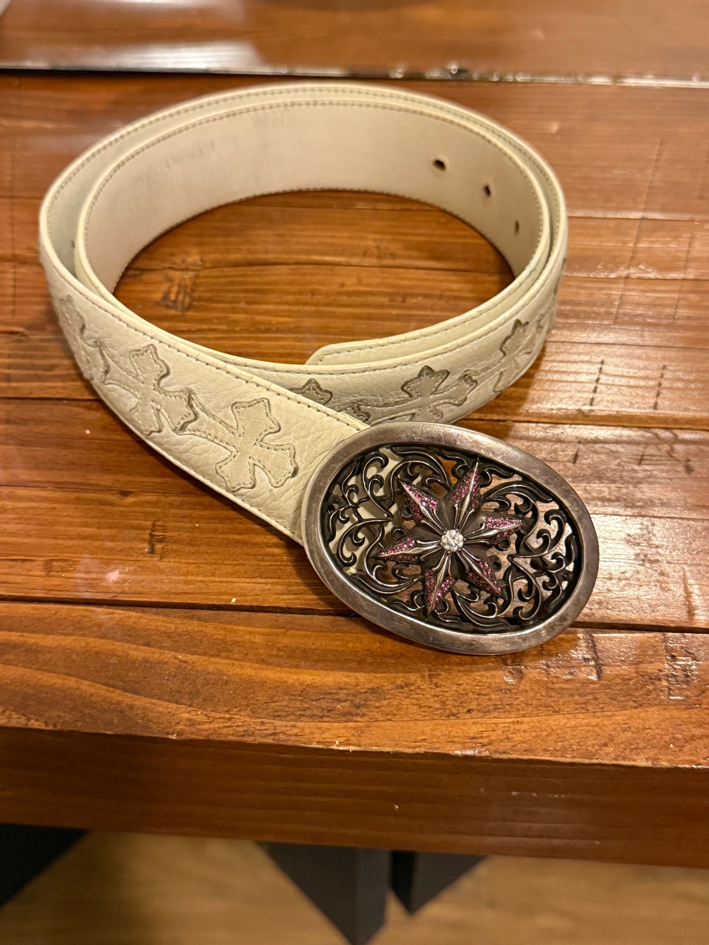 factory set diamond&sapphire star with white cross belt