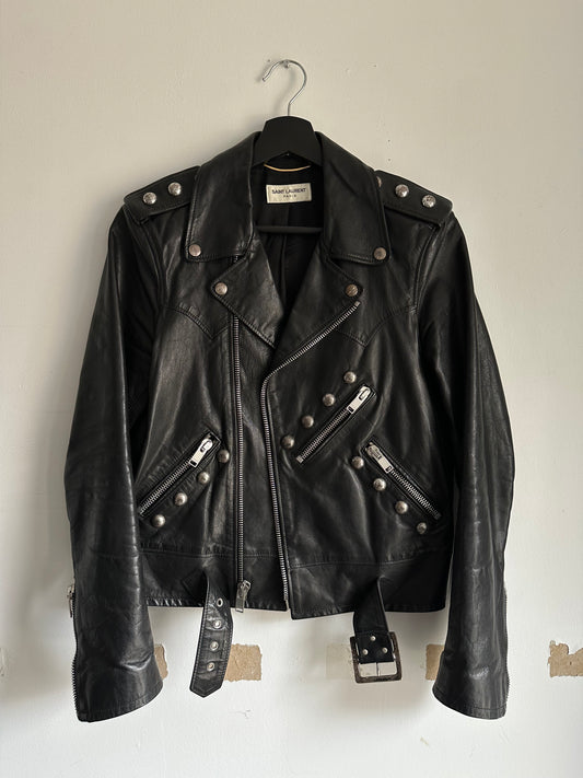 Saint Laurent psych rock SS15 leather jacket