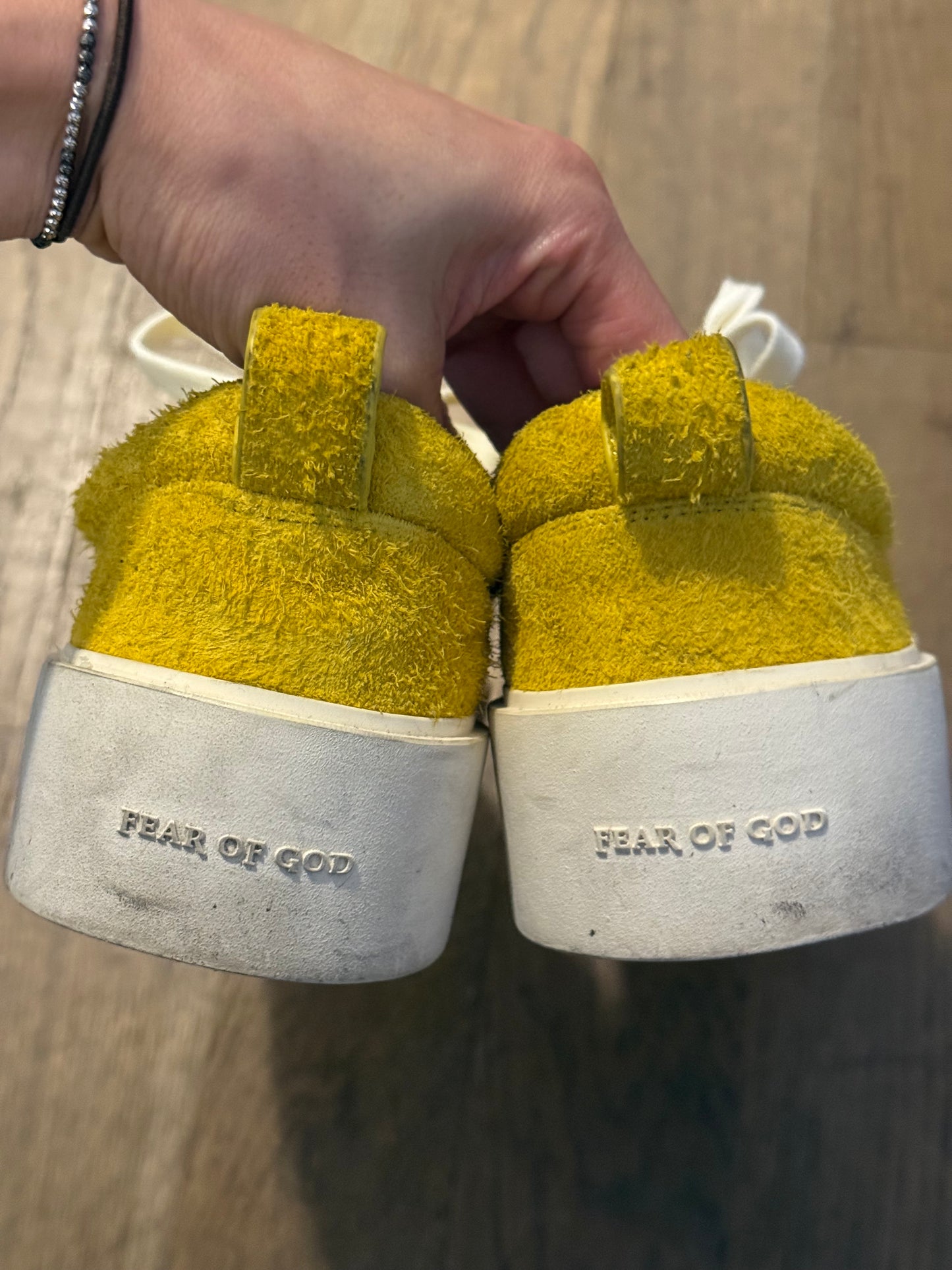 Fear of god suede skate lows in yellow suede