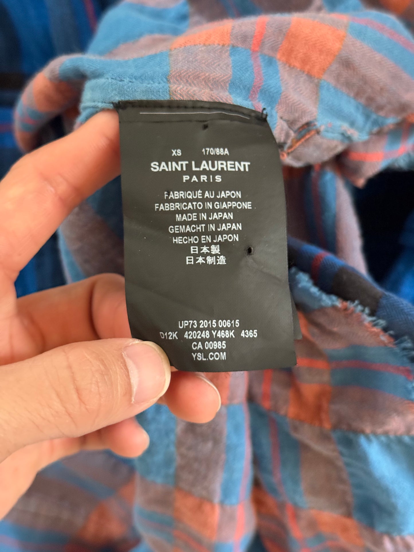 Saint Laurent FW15 bleached flannel elongated shirt